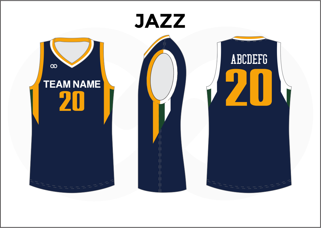 JAZZ Yellow White and Blue Kids Basketball Jerseys