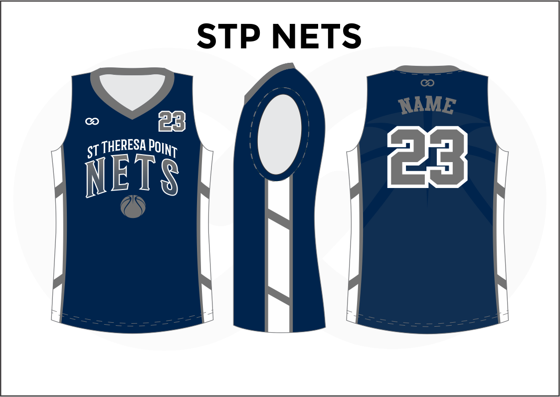 STP NETS Blue Gray White Kids Basketball Jerseys