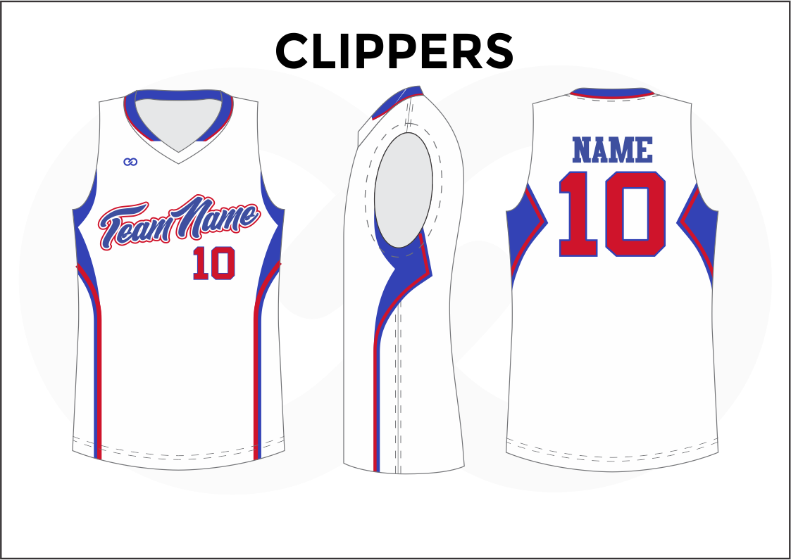 red white and blue basketball jersey