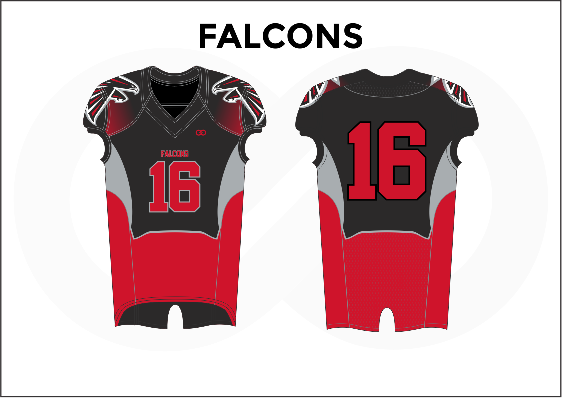 FALCONS Gray Black White and Red Women's Football Jerseys