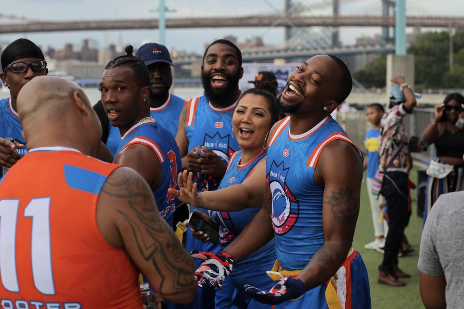 Peep The Crossover: The 4th Annual Ballin’ 4 Peace Celebrity Flag Football Game at Brooklyn Bridge Park in Early August was another Successful Give Back Event for founder and creator Haron "H20" Hargrave, who turned to Wooter Apparel this year to collaborate on some fresh customized football jerseys.
