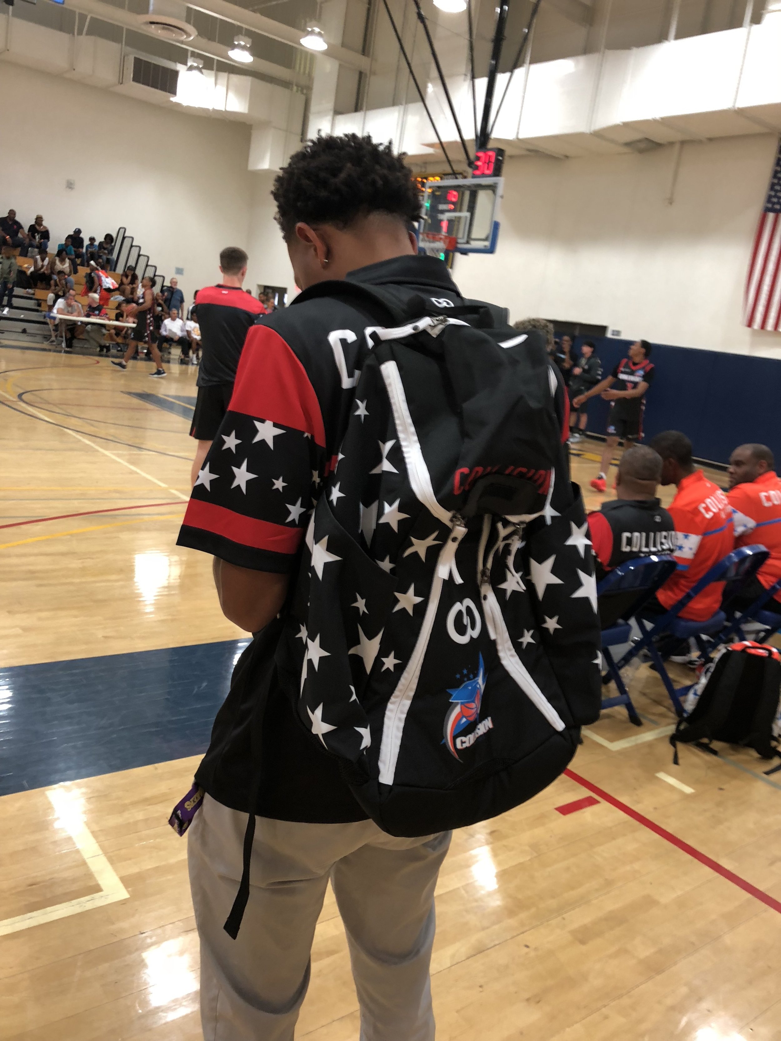 COLLISION Black White Red Blue Basketball Backpack