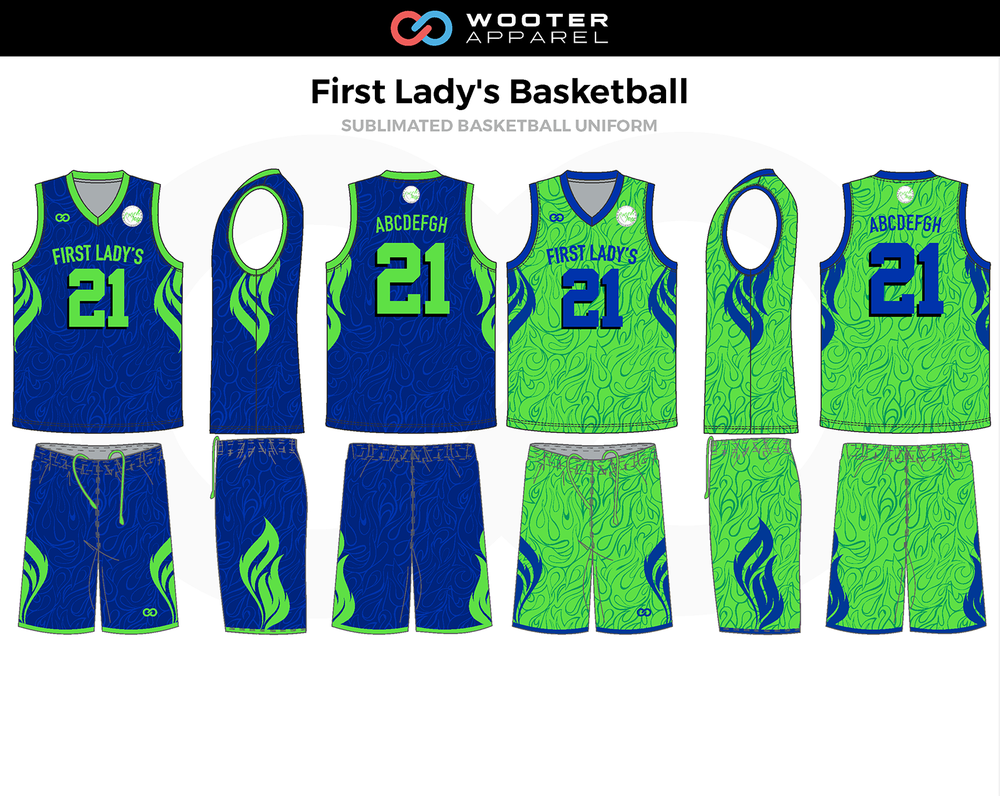 Sprinklecart Polyester Basketball Jersey Apparel - Green Blue Color Pattern