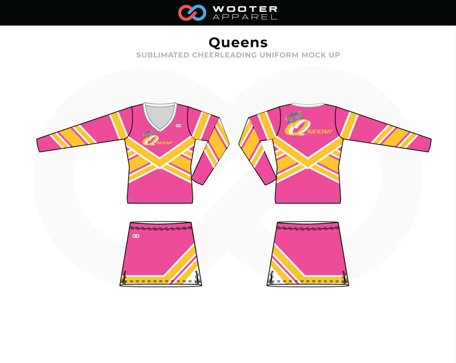 Queens Sublimated Custom Cheer Uniforms Mock Up	