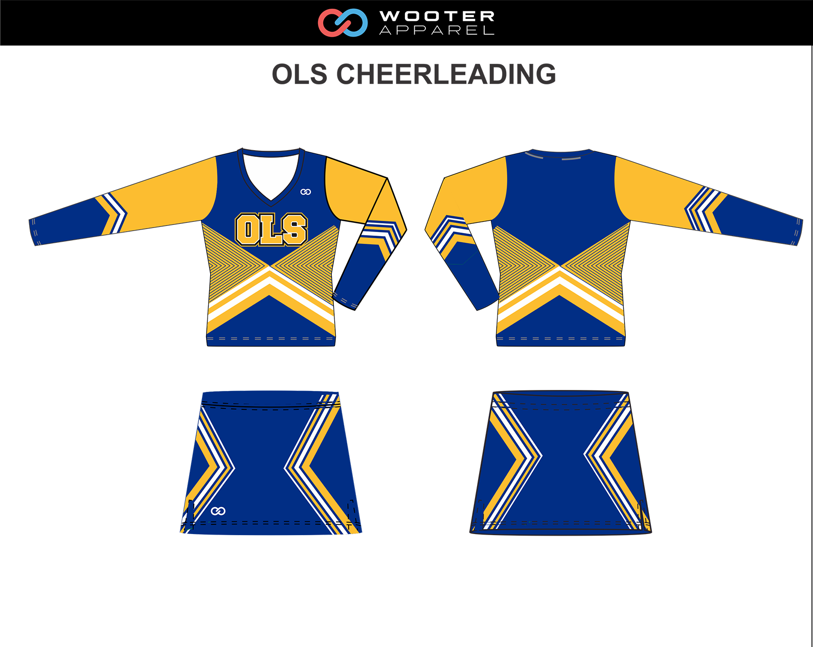 Blue and Yellow Custom Cheer Uniforms	