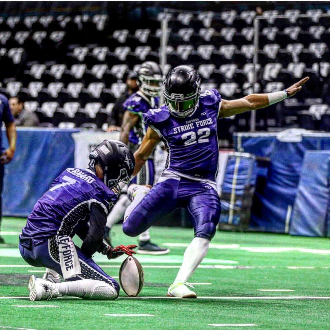Lacayo Forever: During the 2019 inaugural season, eight-year pro football kicker and punter Ernesto Lacayo once again emerged as a fan favorite and league leader with the San Diego Strike Force of the Indoor Football League.