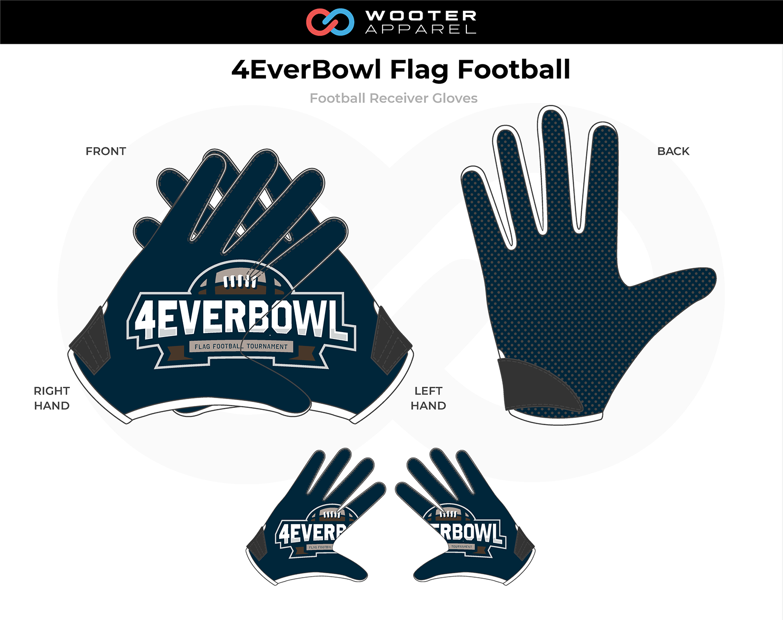 4EVERBOWL Custom Football Gloves Navy Blue Gray White Football Receiver Gloves 