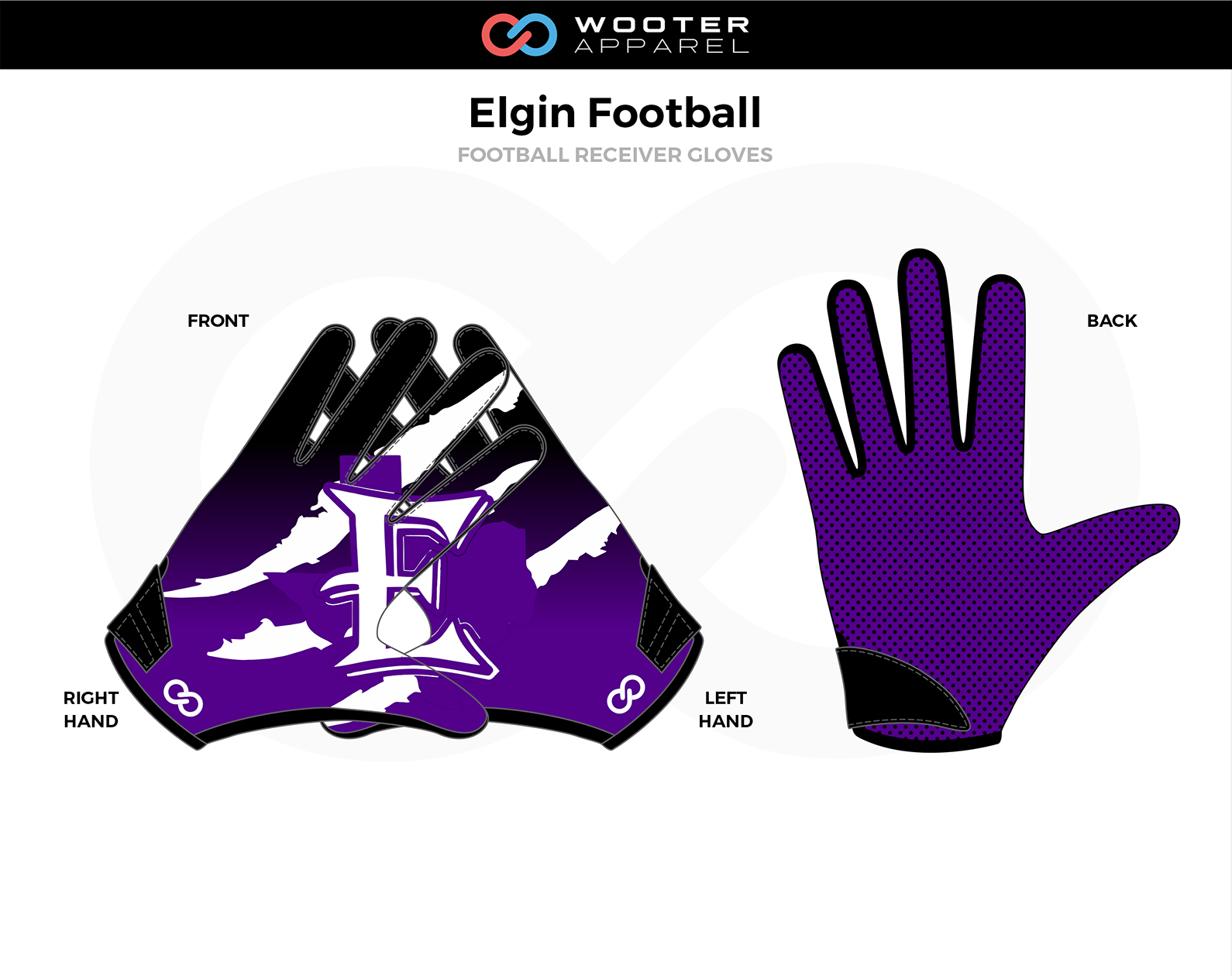 ELGIN Purple Black White Football Receiver Gloves 