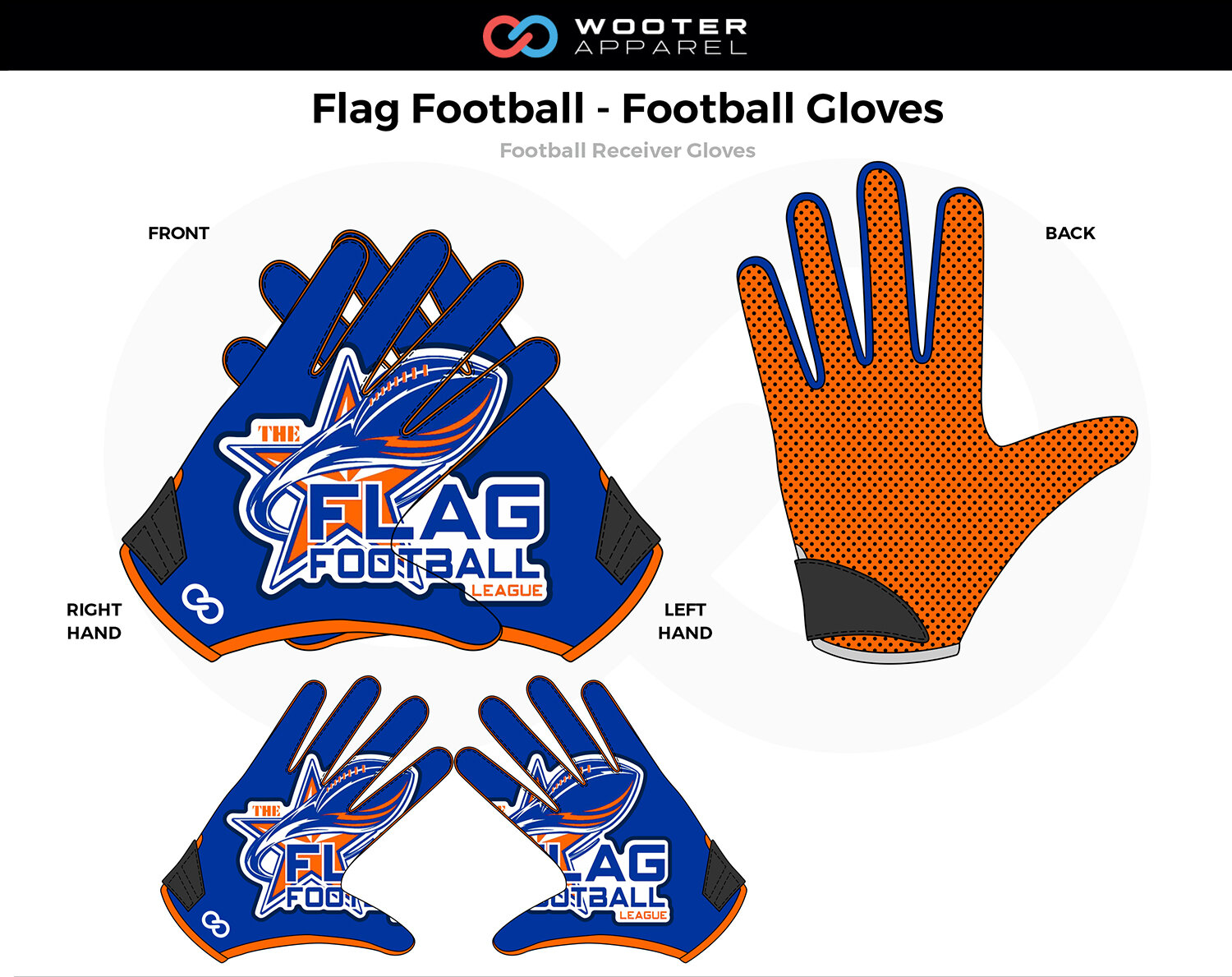 Flag Football League - Custom Football Gloves Blue and Orange
