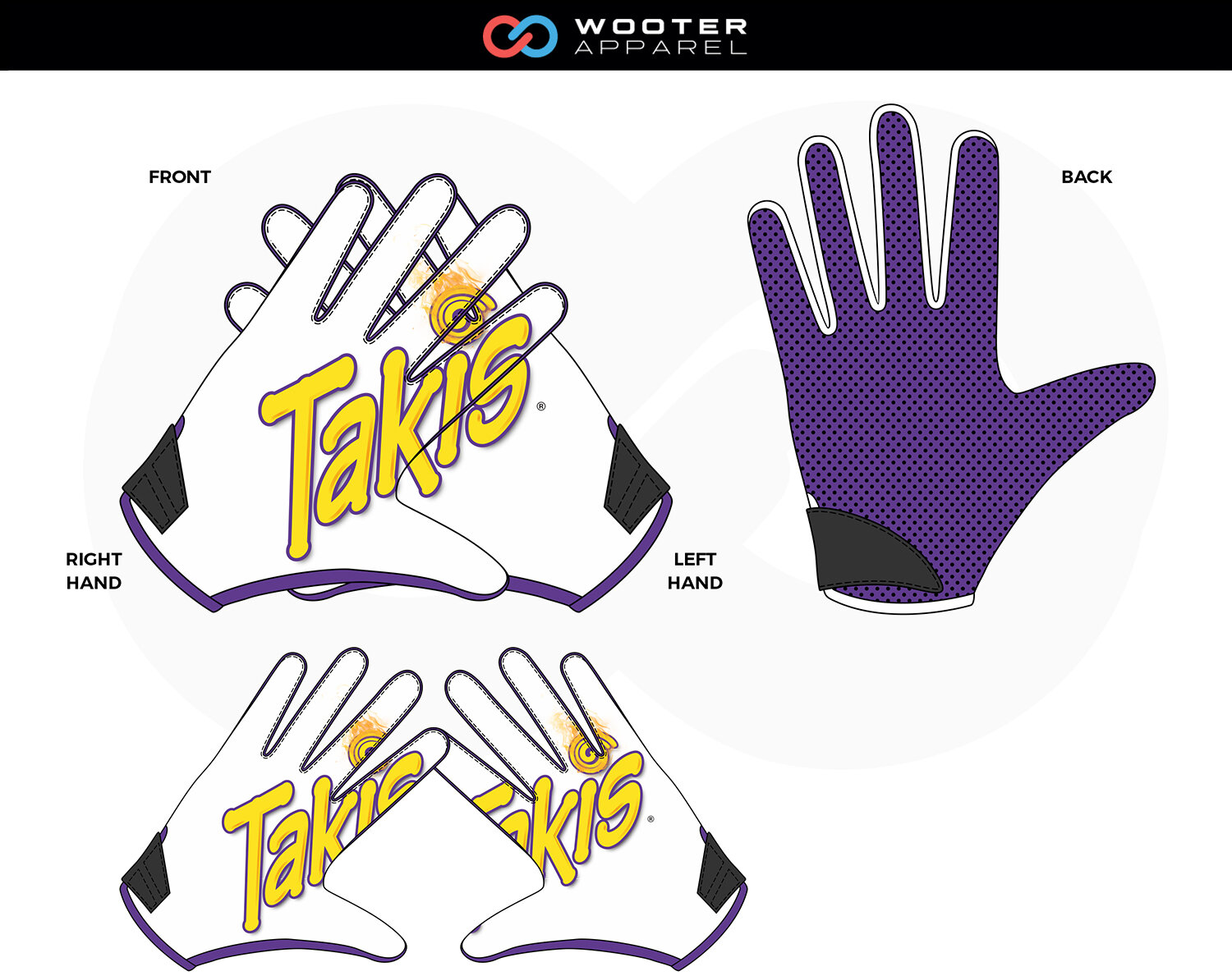 Takis Football Gloves - White Purple Custom Football Gloves