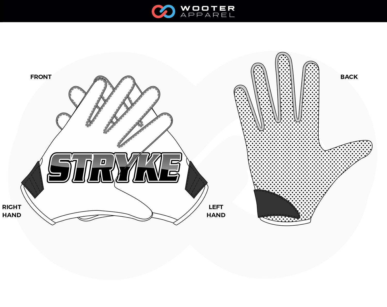 Stryke Football Gloves - Custom Football Gloves White Black Gray