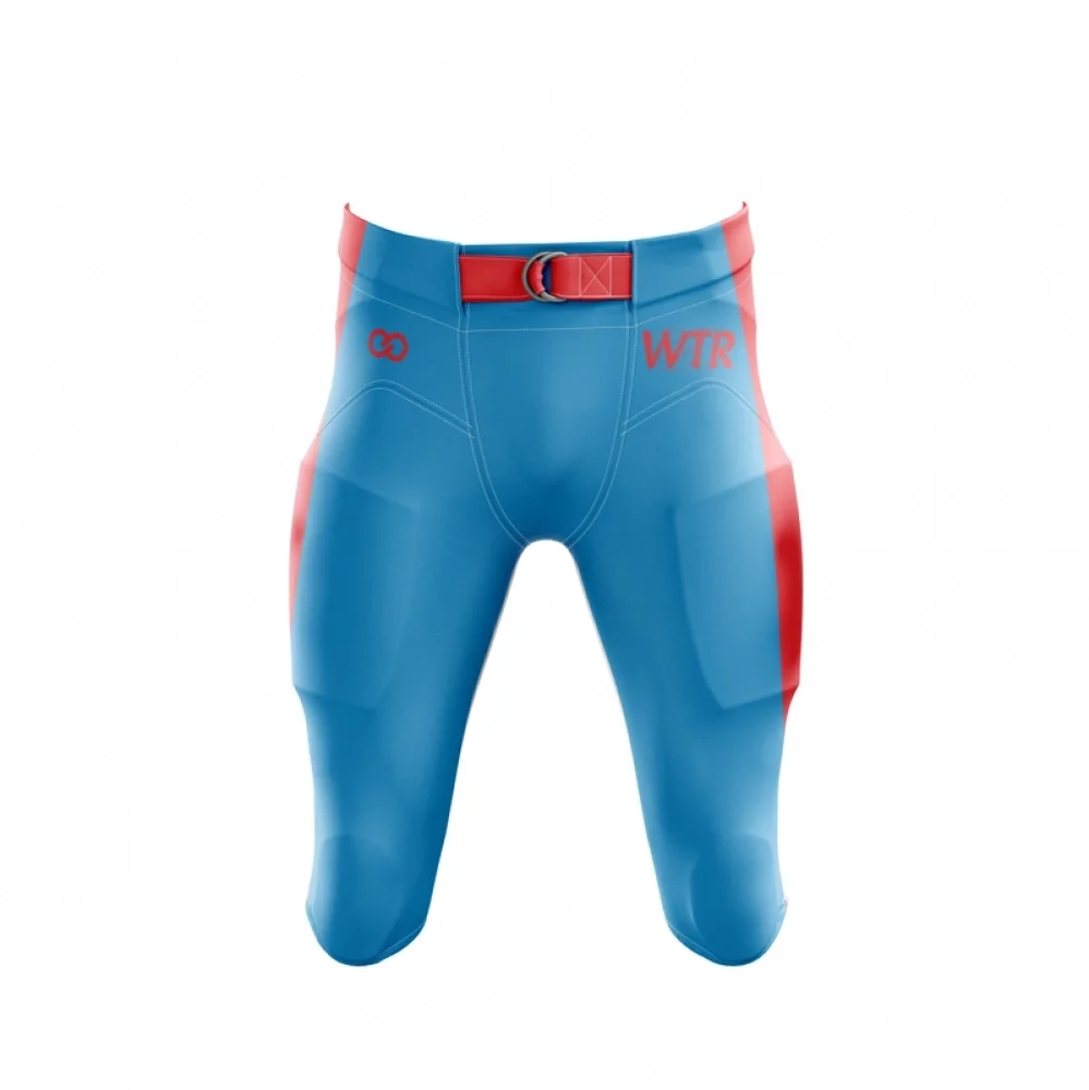 a mockup of wooter's integrated football pants with pads, customize every inch of the football pants with your own team design and colors.