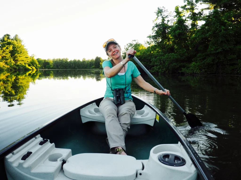Sunset paddles searching the forests for spring migrants.