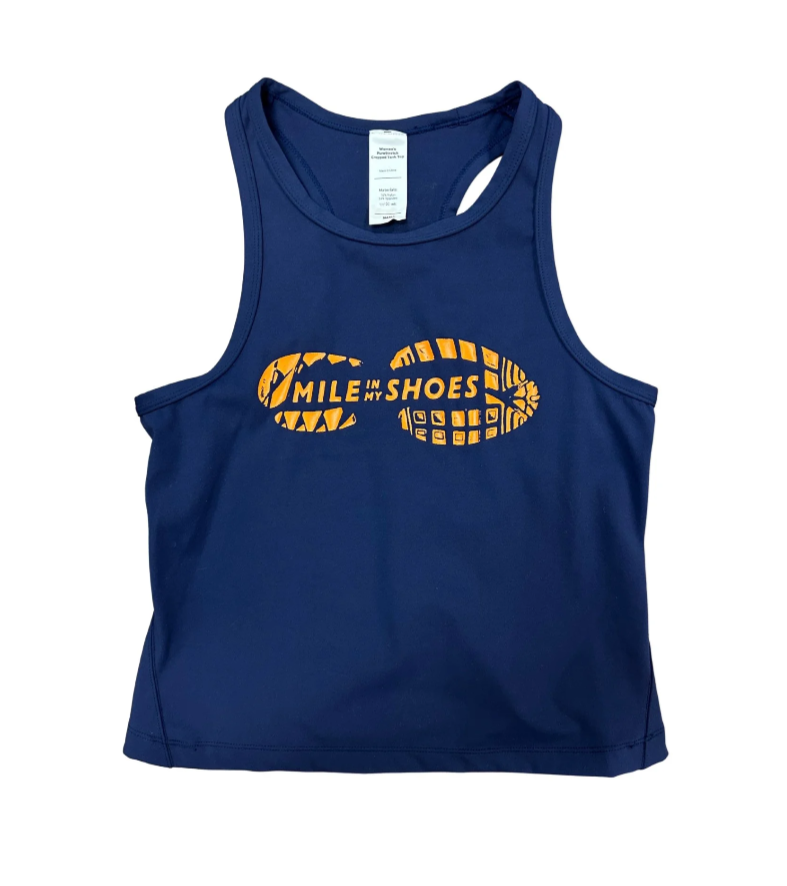 Women's PureStretch cropped tank - maritime blue MIMS LOGO