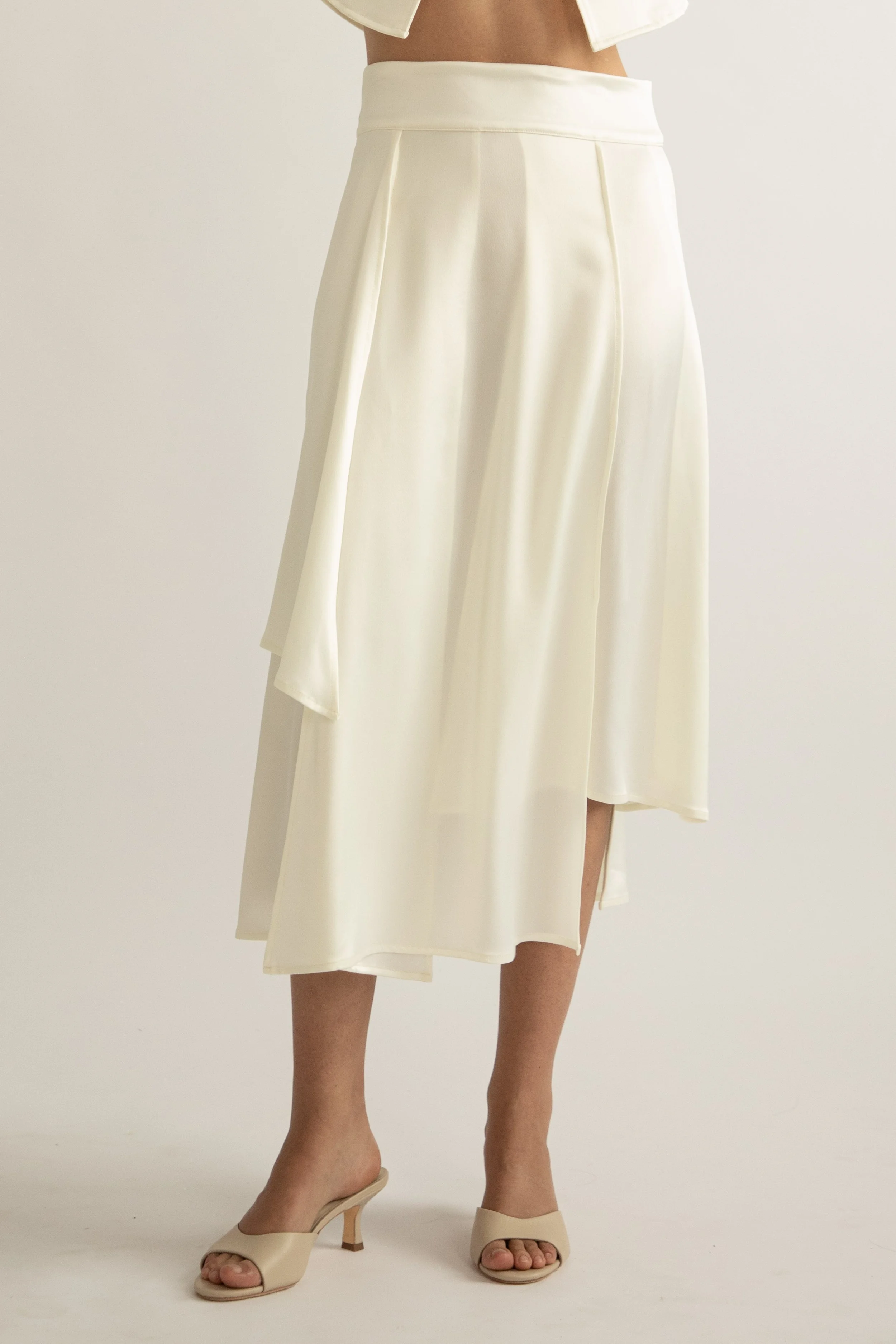 Satin Multi Layered Skirt in Off-White PRE-ORDER ONLY