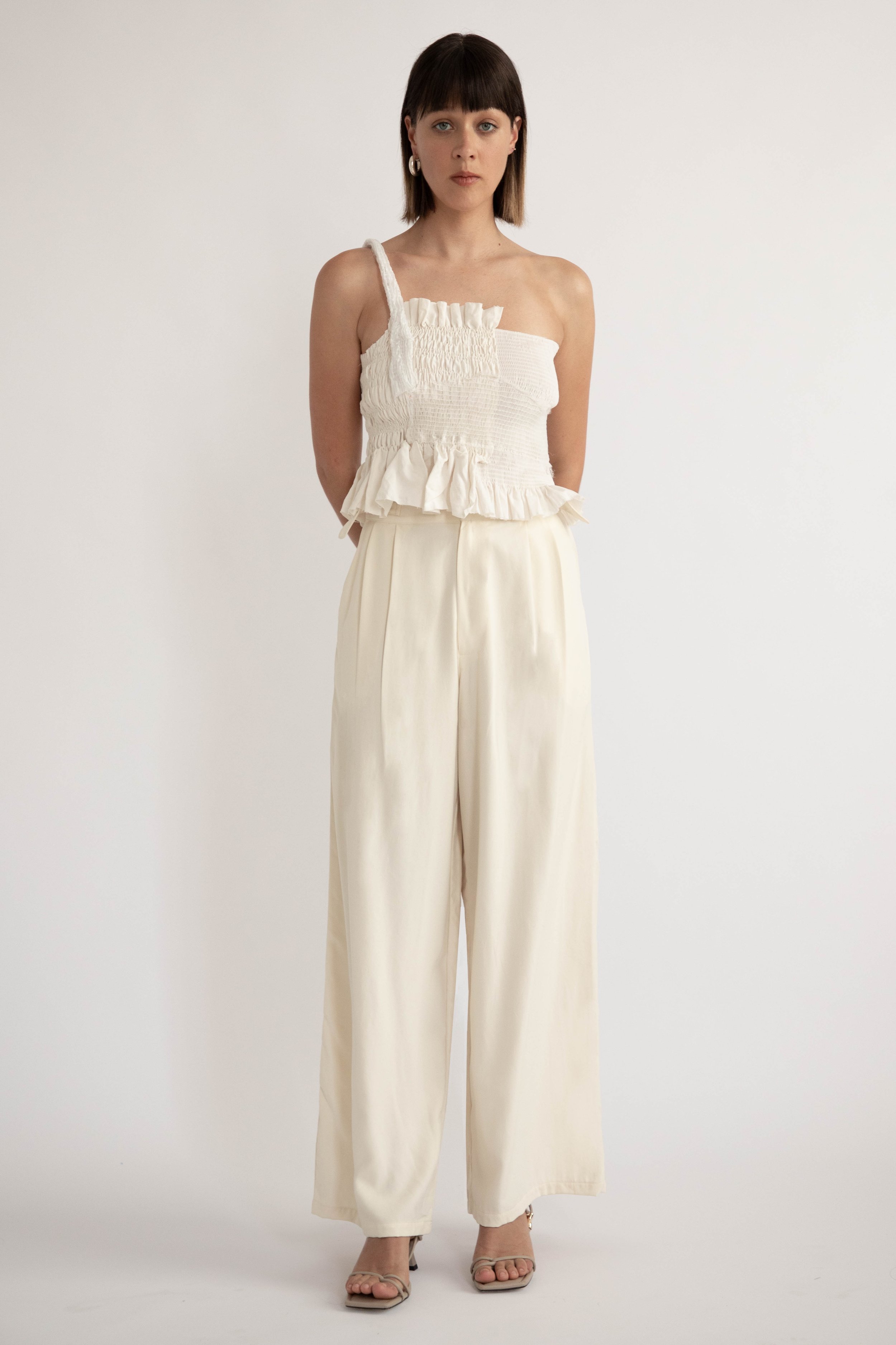 One Shoulder Smocked Top