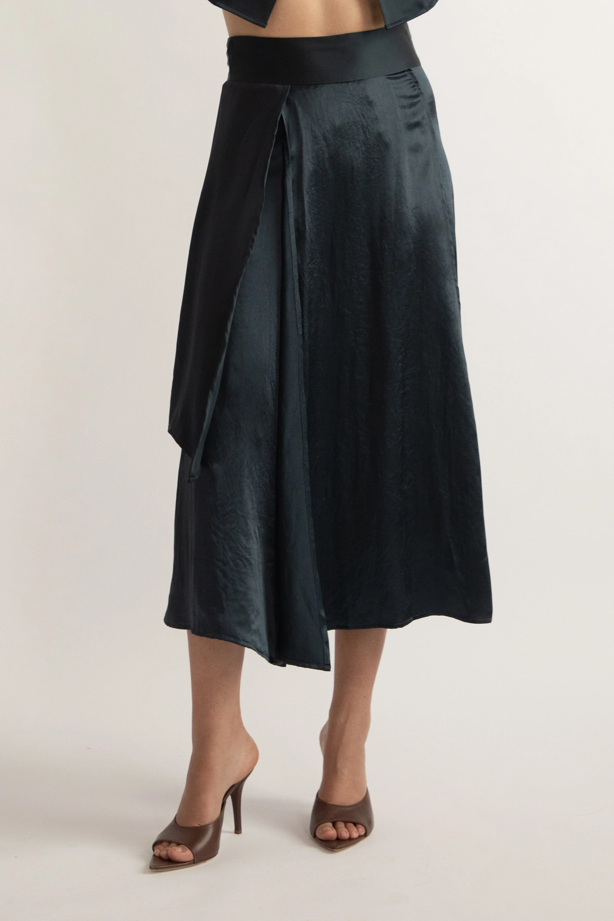 Satin Multi Layered Skirt in Blue