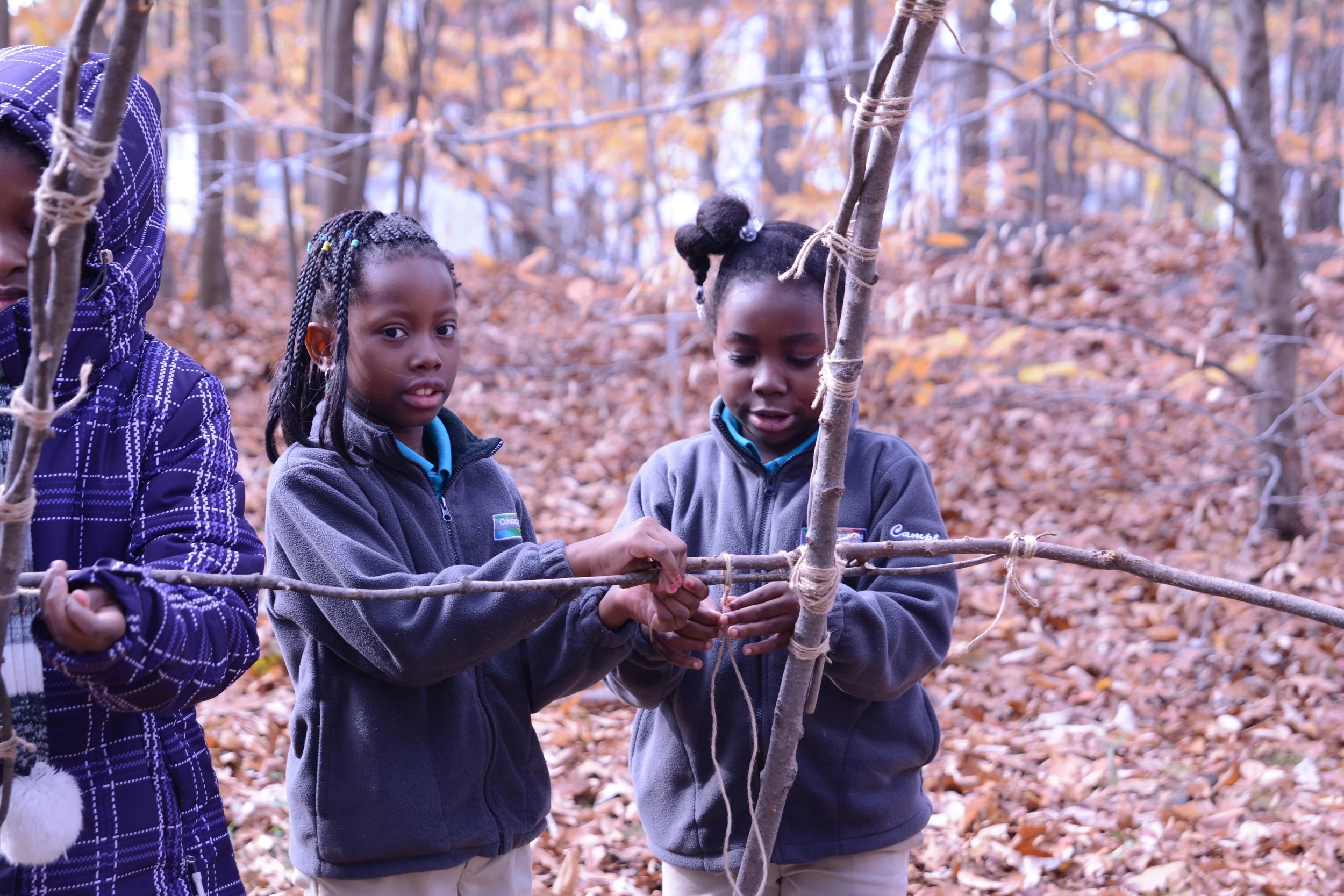 4th graders build wetus for an expedition about the Wampanoag Indians.