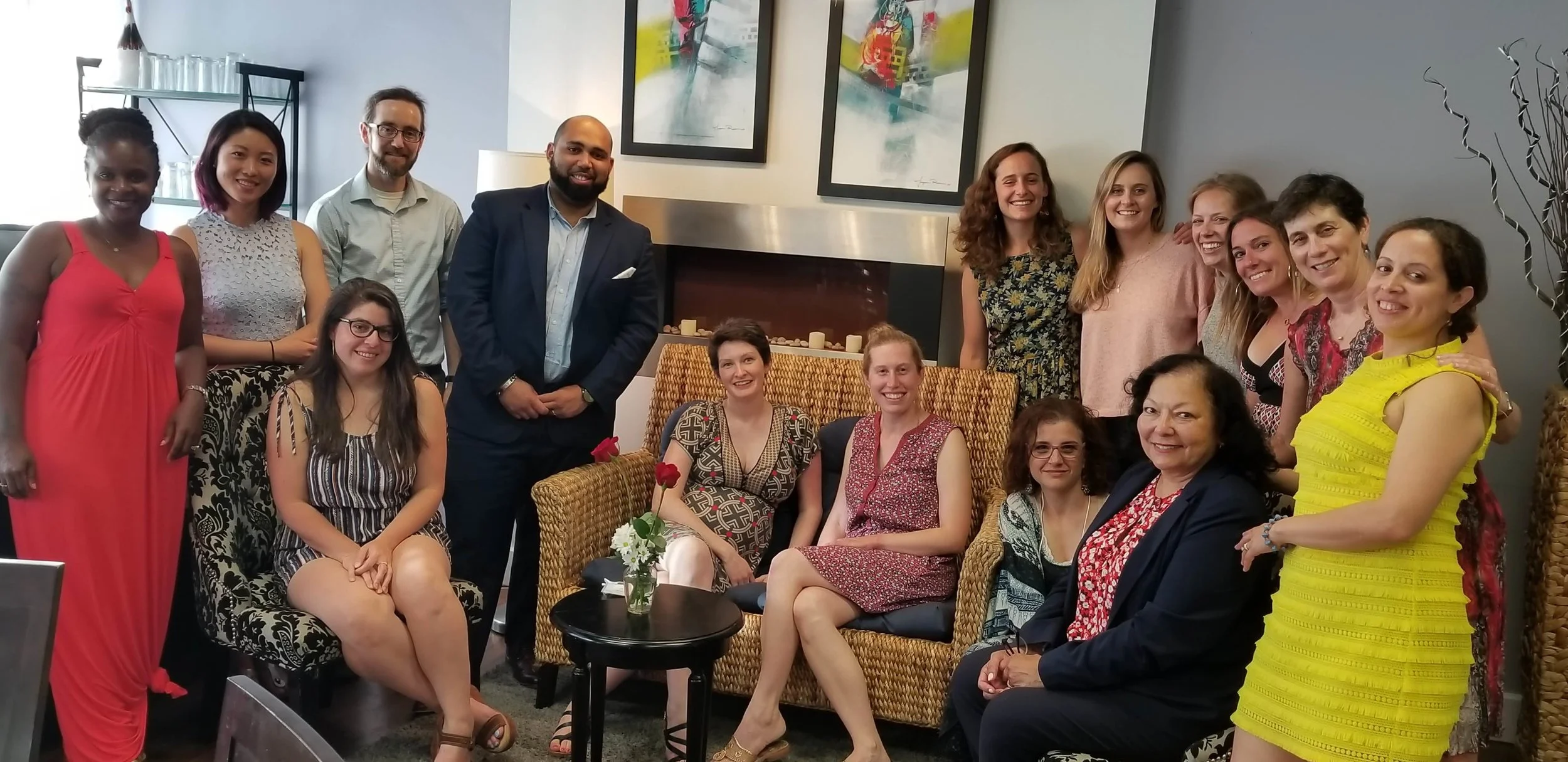 At our graduation ceremony and dinner, where we celebrated with family and friends.