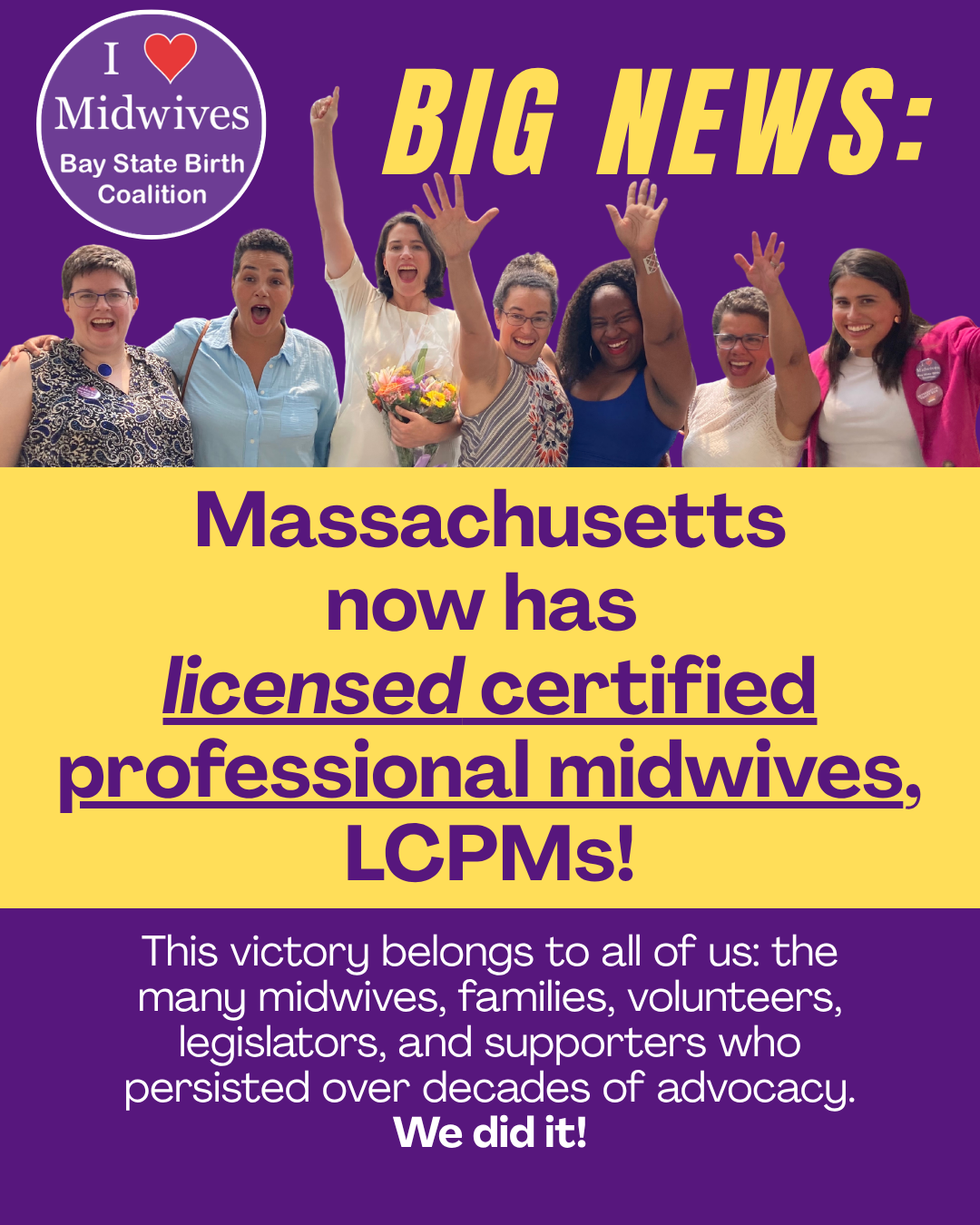 Massachusetts issues first certified professional midwife licenses!