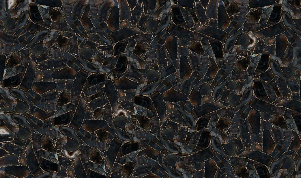 Agate Black Diamond with Gold