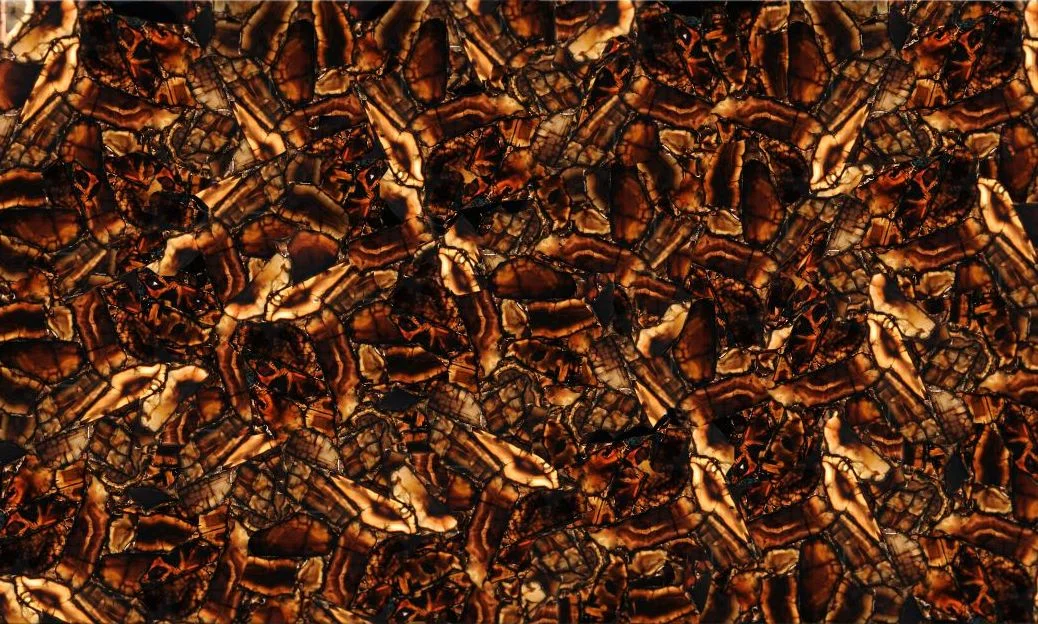 Agate black diamond with gold - backlit