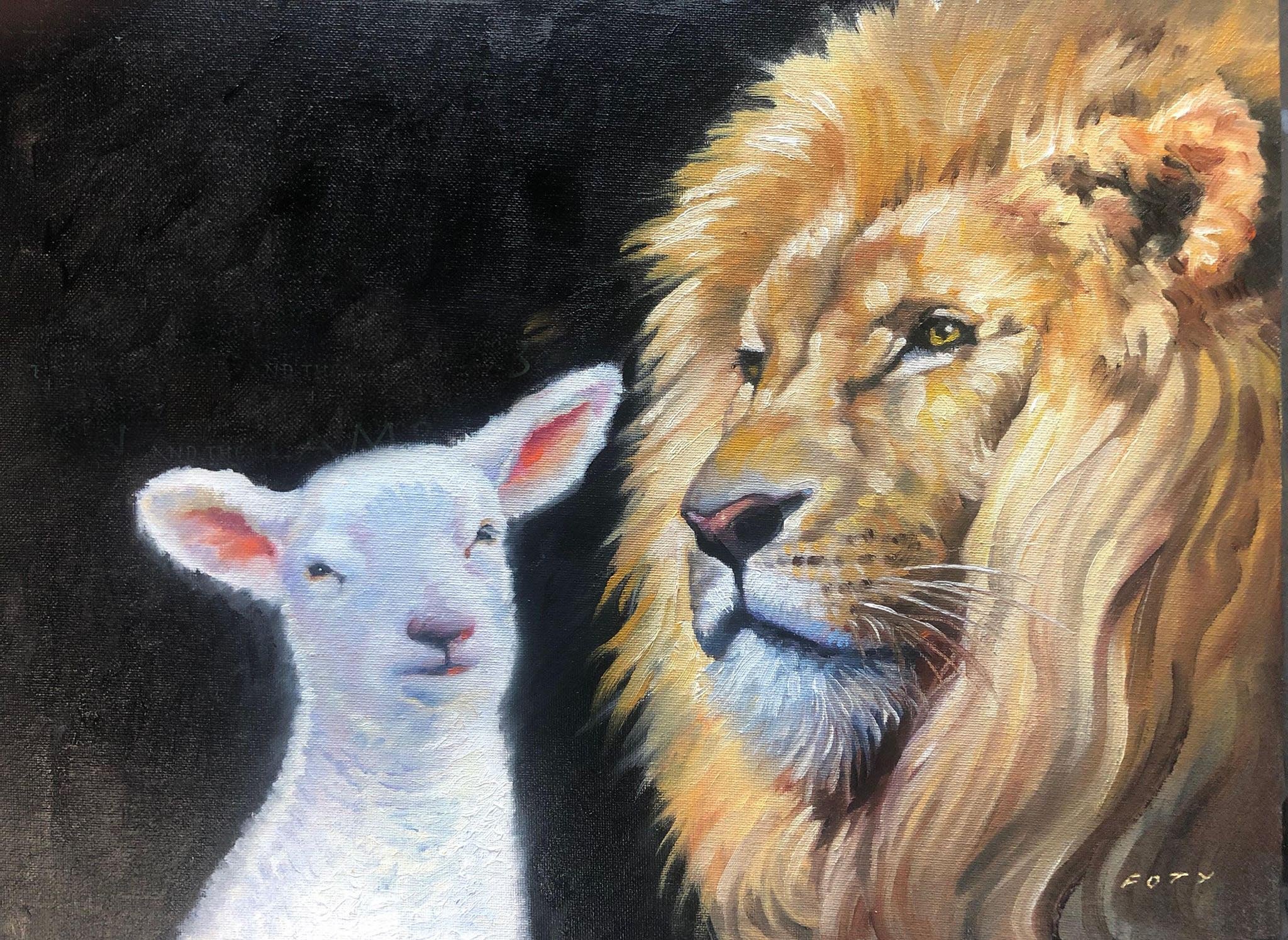 "Lamb and the Lion" 12x16" Oils $1000