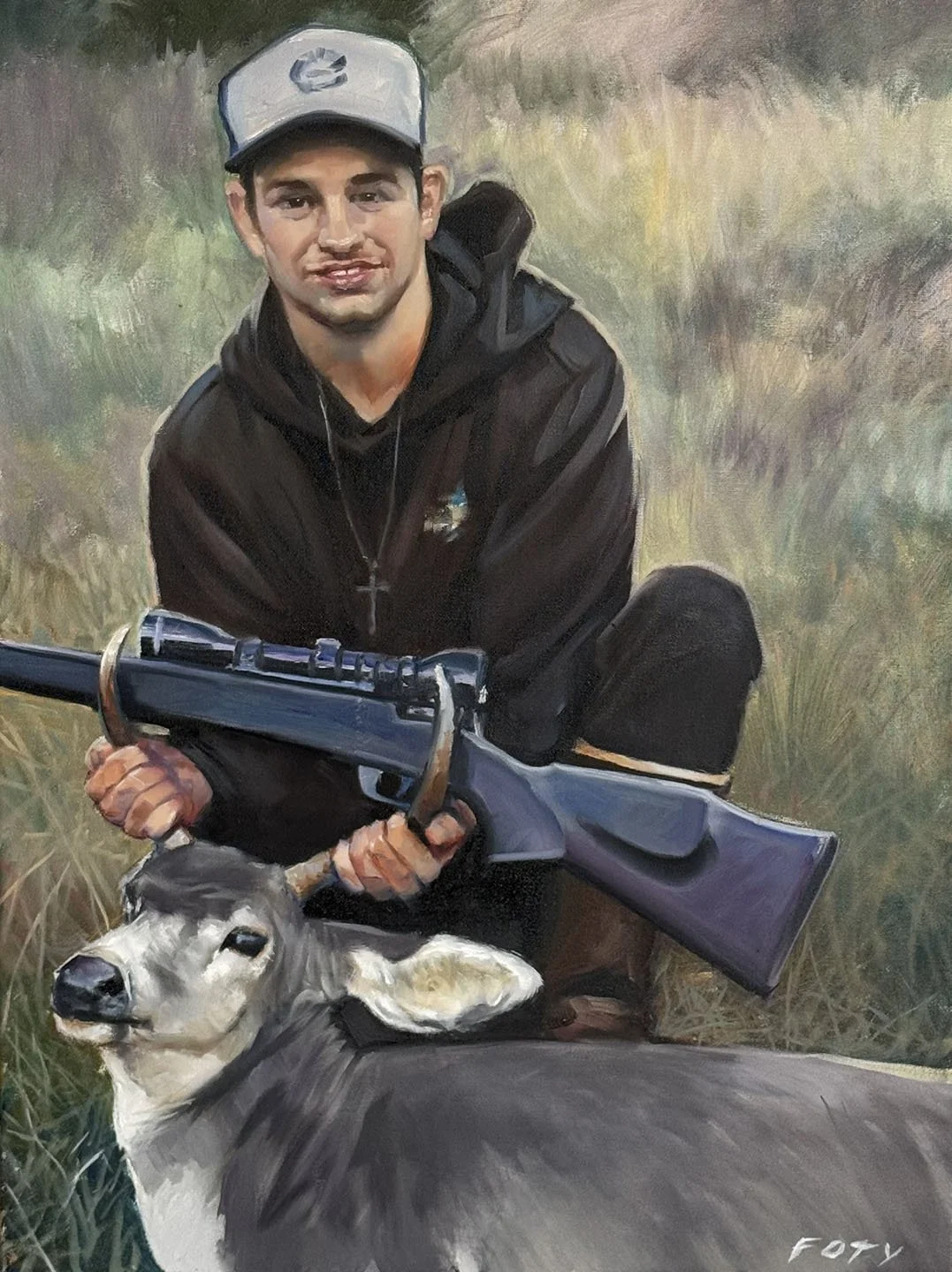 Deer Hunting art  18x24" Oils   $800