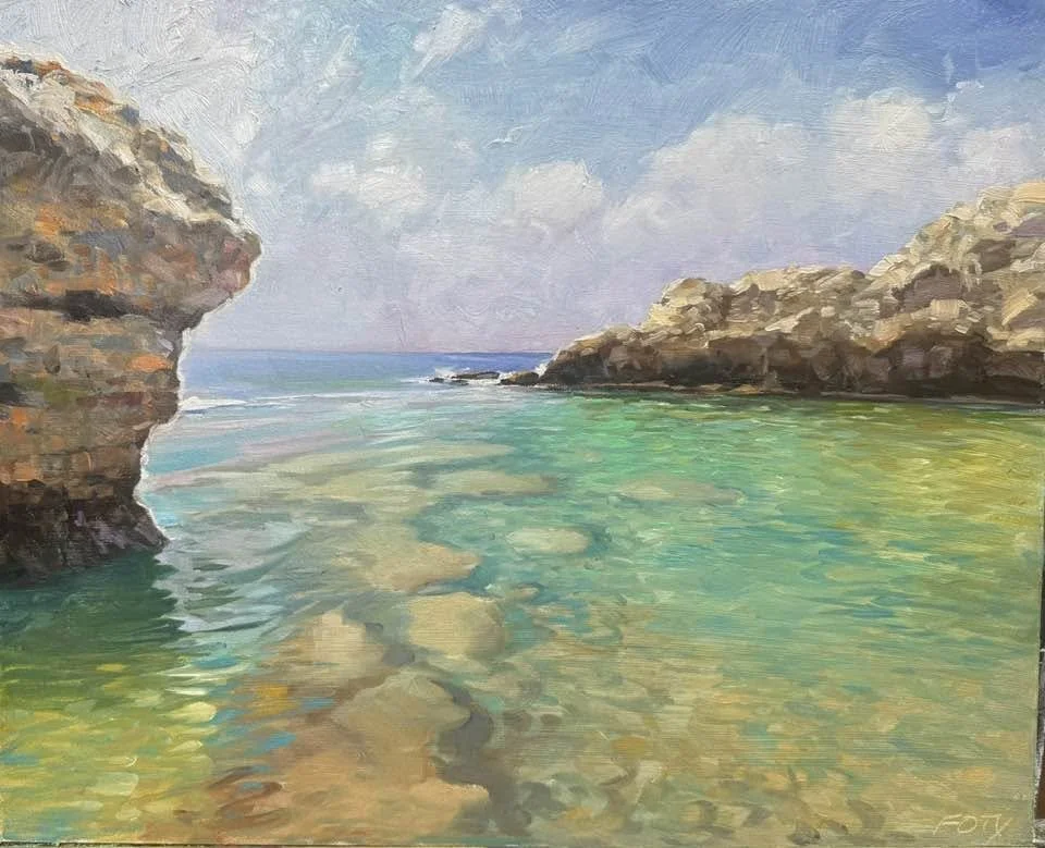Piscina di Venere in Milazzo, Sicily. 18x22” oils $1200