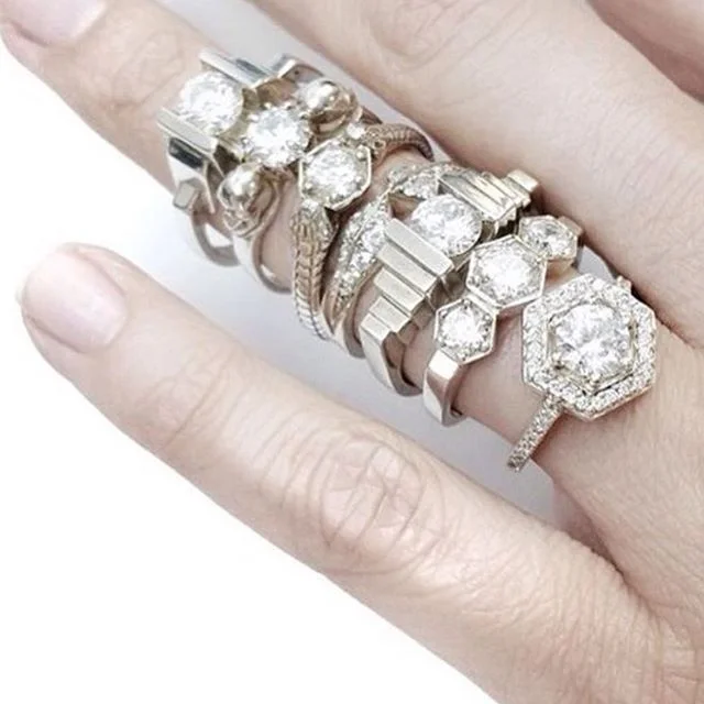 Oh my!! Which one is your favourite? Image via @luxe_bride #engaged #engagementring #ringstack #bride #diamonds