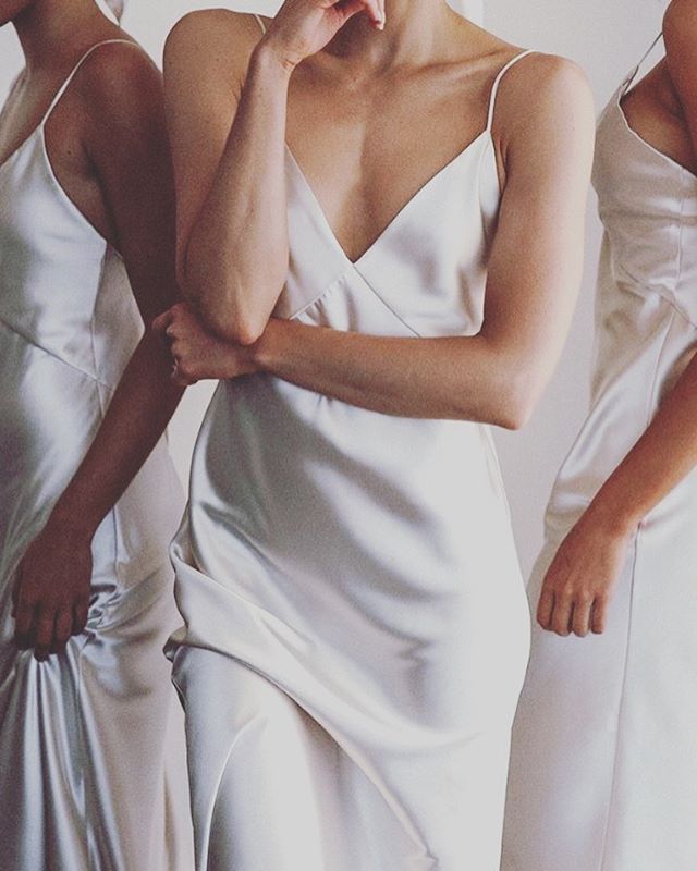 We adore these monotone bridesmaids dresses via @grace_loves_lace head online from next week to discover our designer silk satin fabrics #graceloveslace #silk #bridesmaids #love #pretty