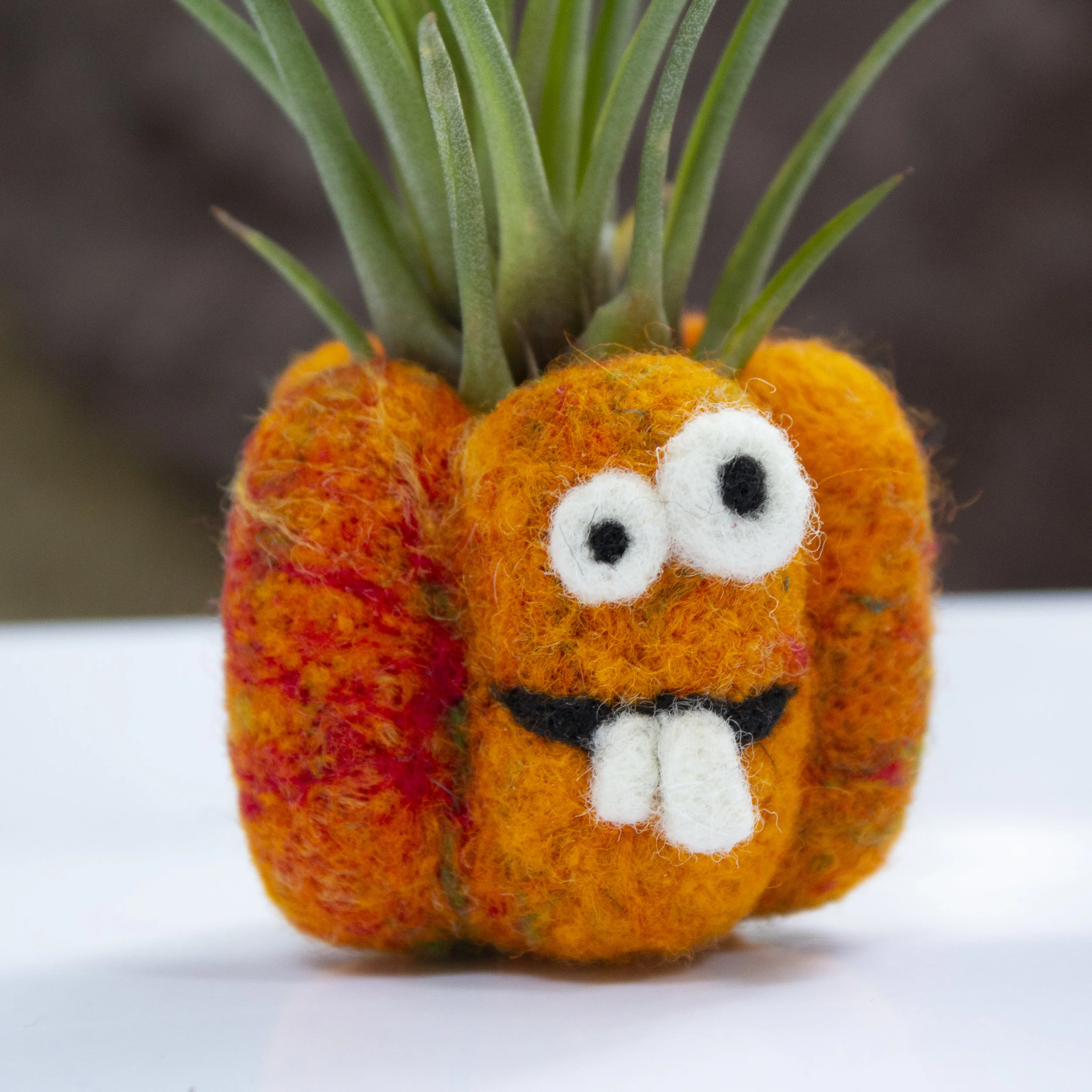 Felt Air Plant PotHeads - Greg the Pumpkin