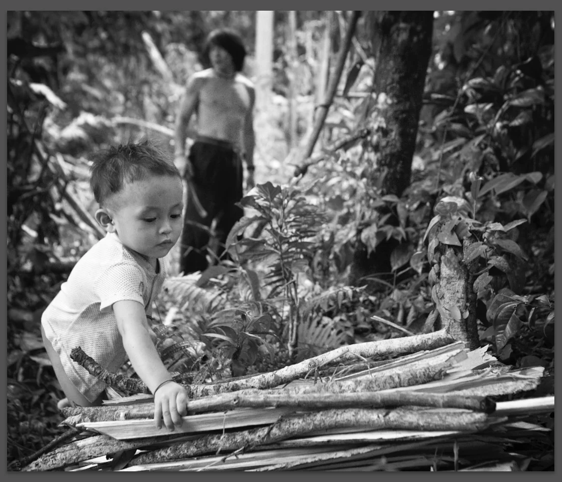 Above: Sometimes gathering firewood with others, as in this case with friends in Borneo, is easier than answering the tough questions.