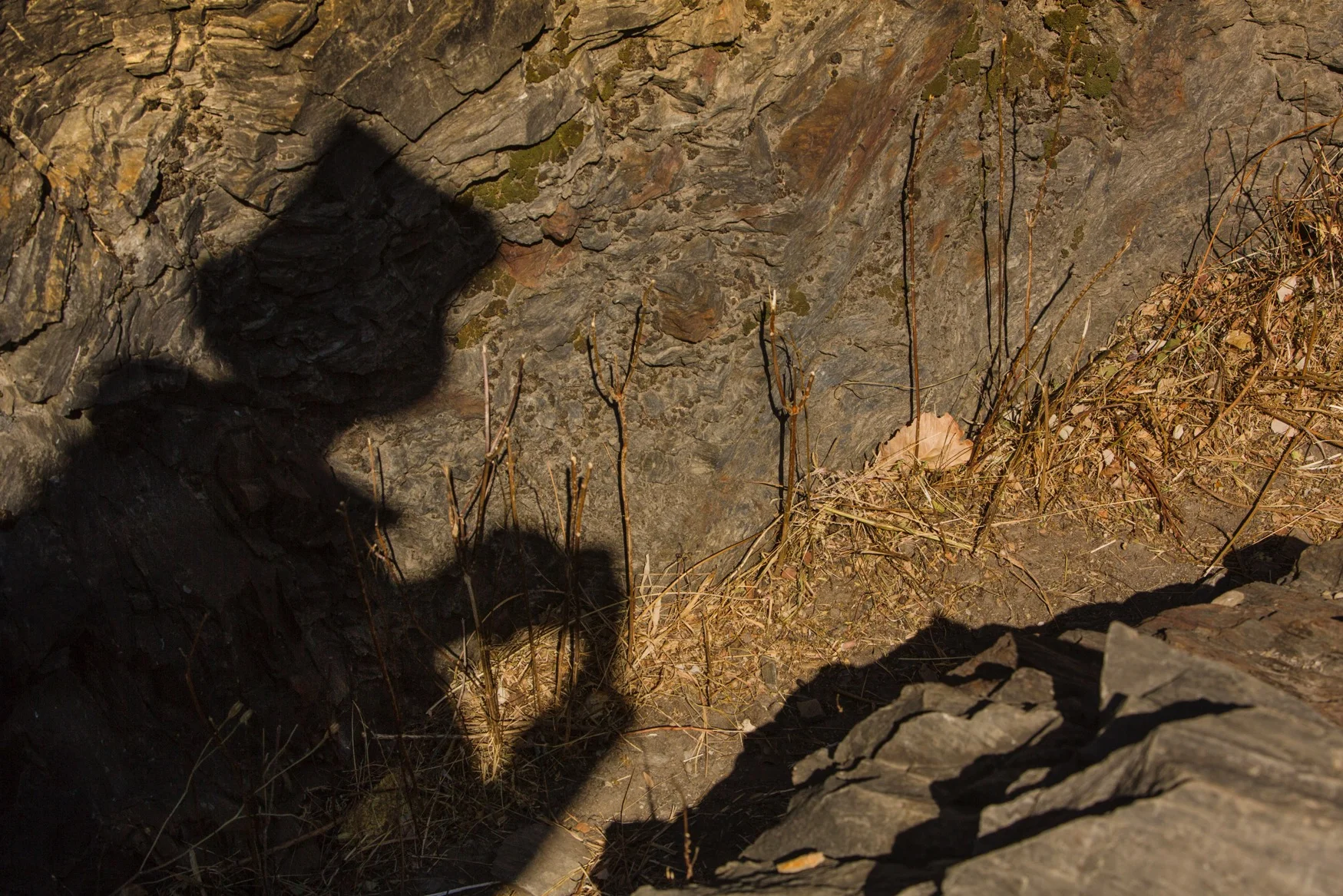 Above: In the shade and shadow lines, a farmer and I rest along a trail in Yunnan Province in China to exchange stories.