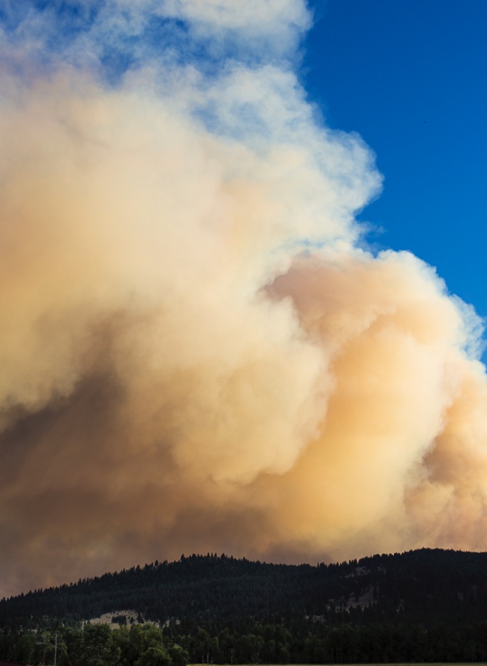 It’s wildfire season in Montana. This plume was from an evening when the fire made a huge jump in size, and had us wondering if it might even come over to this side of Blue Mountain.