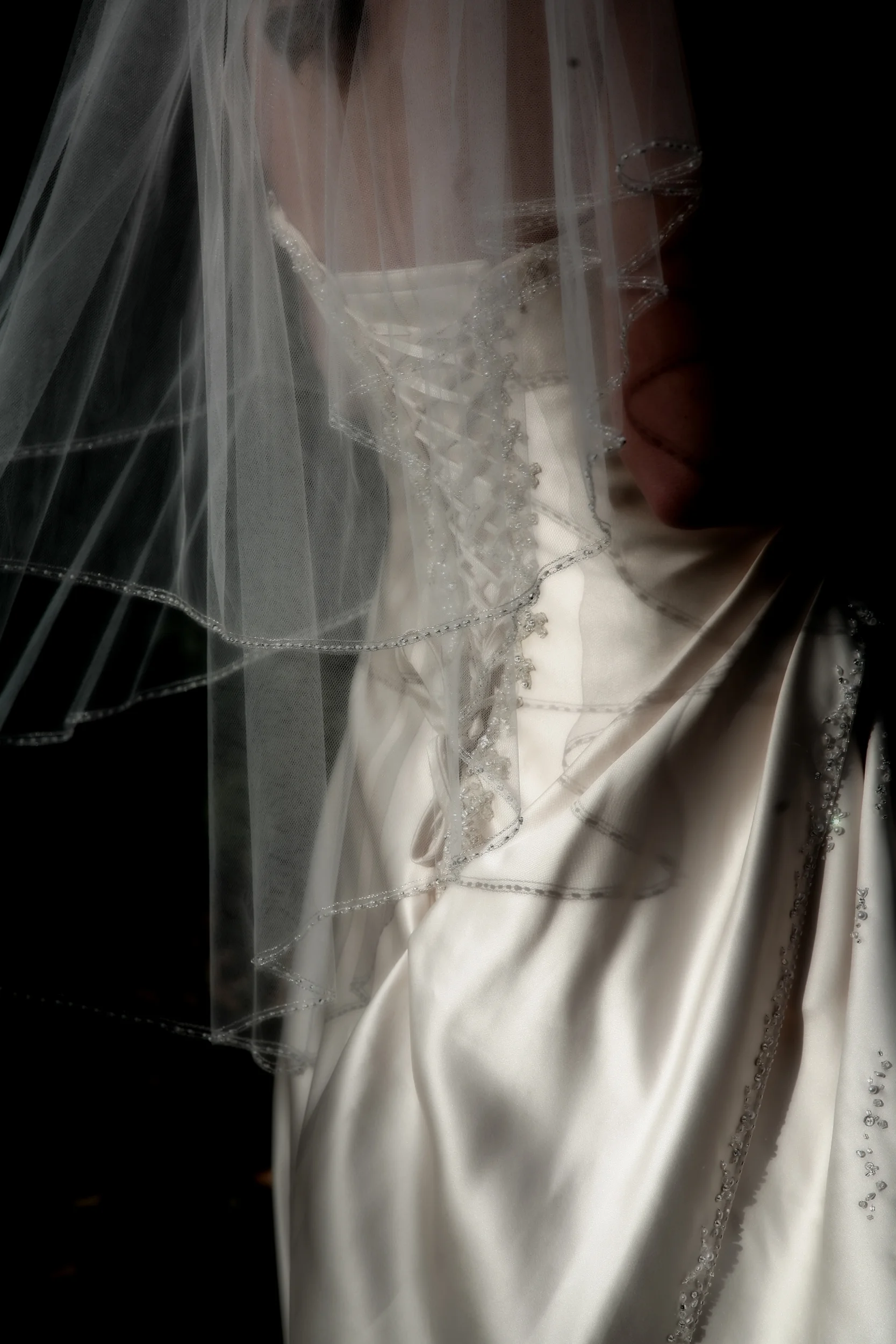 The back of a wedding dress