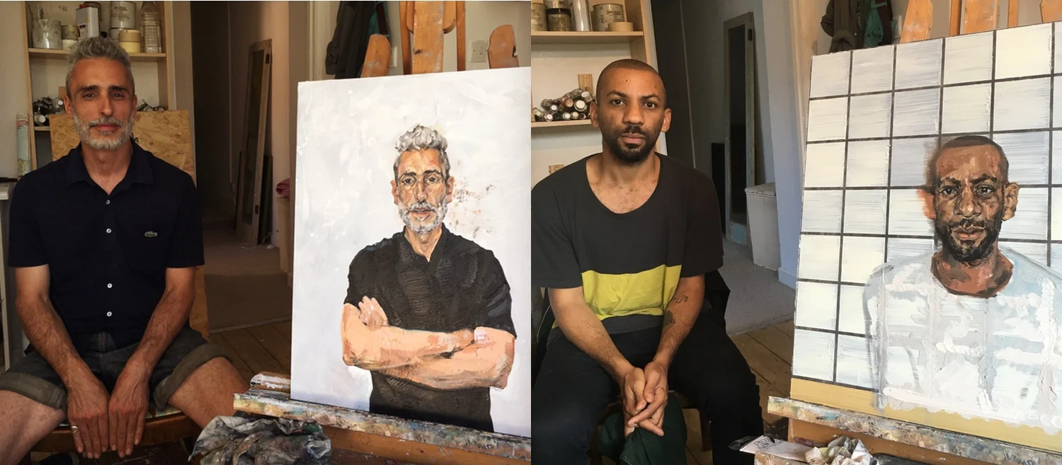 Nacho and Gordon sitting for their portrait