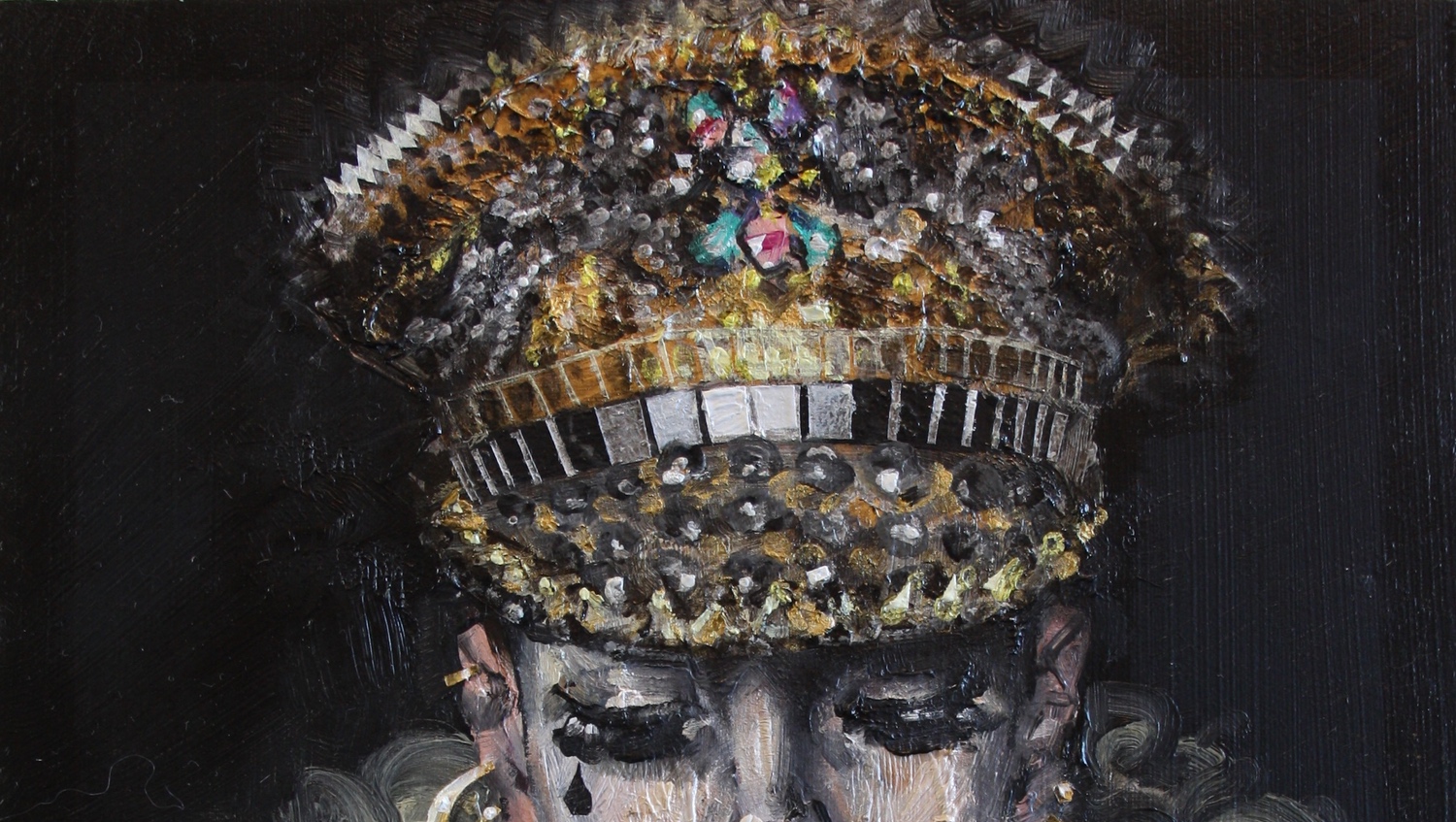 Detail of Polly's sequined hat