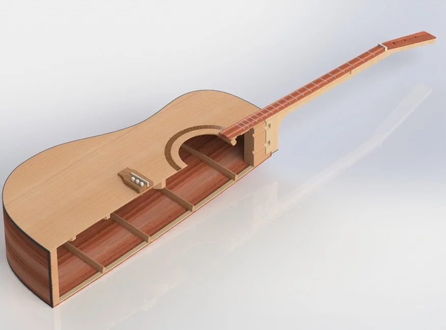 Guitar 3D Model - Half Section