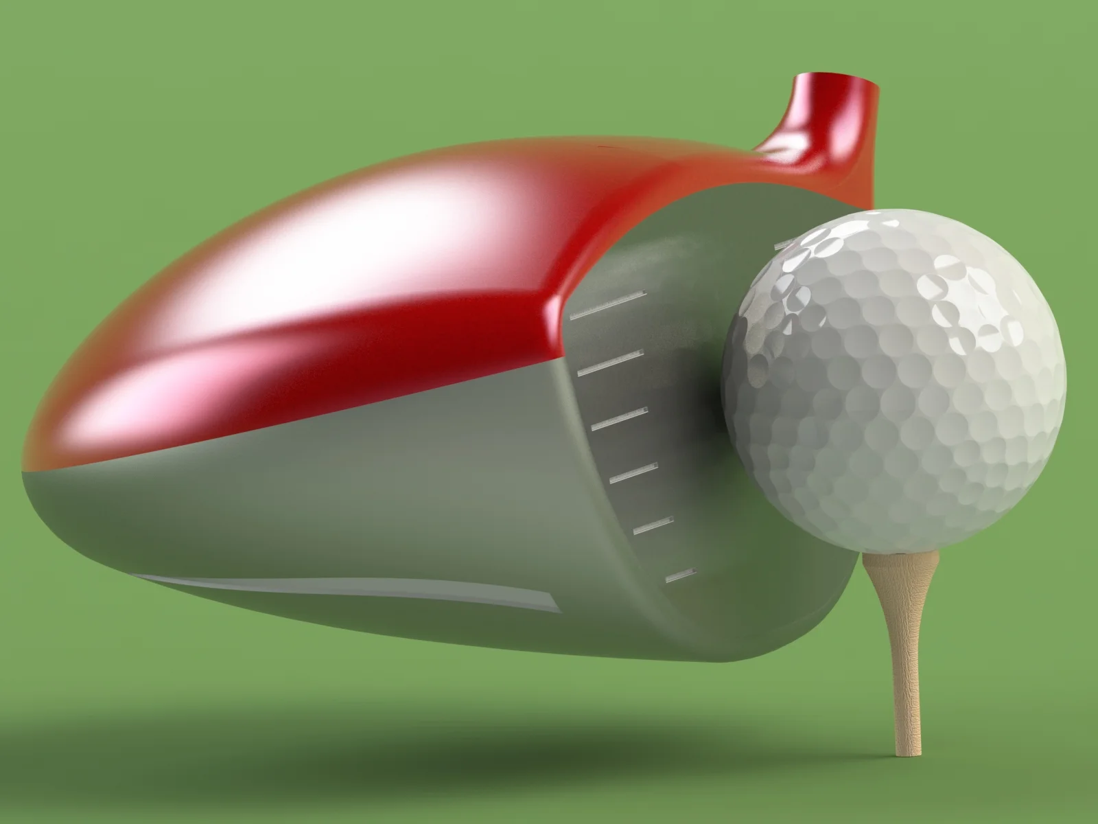 Rendered golf club and golf ball