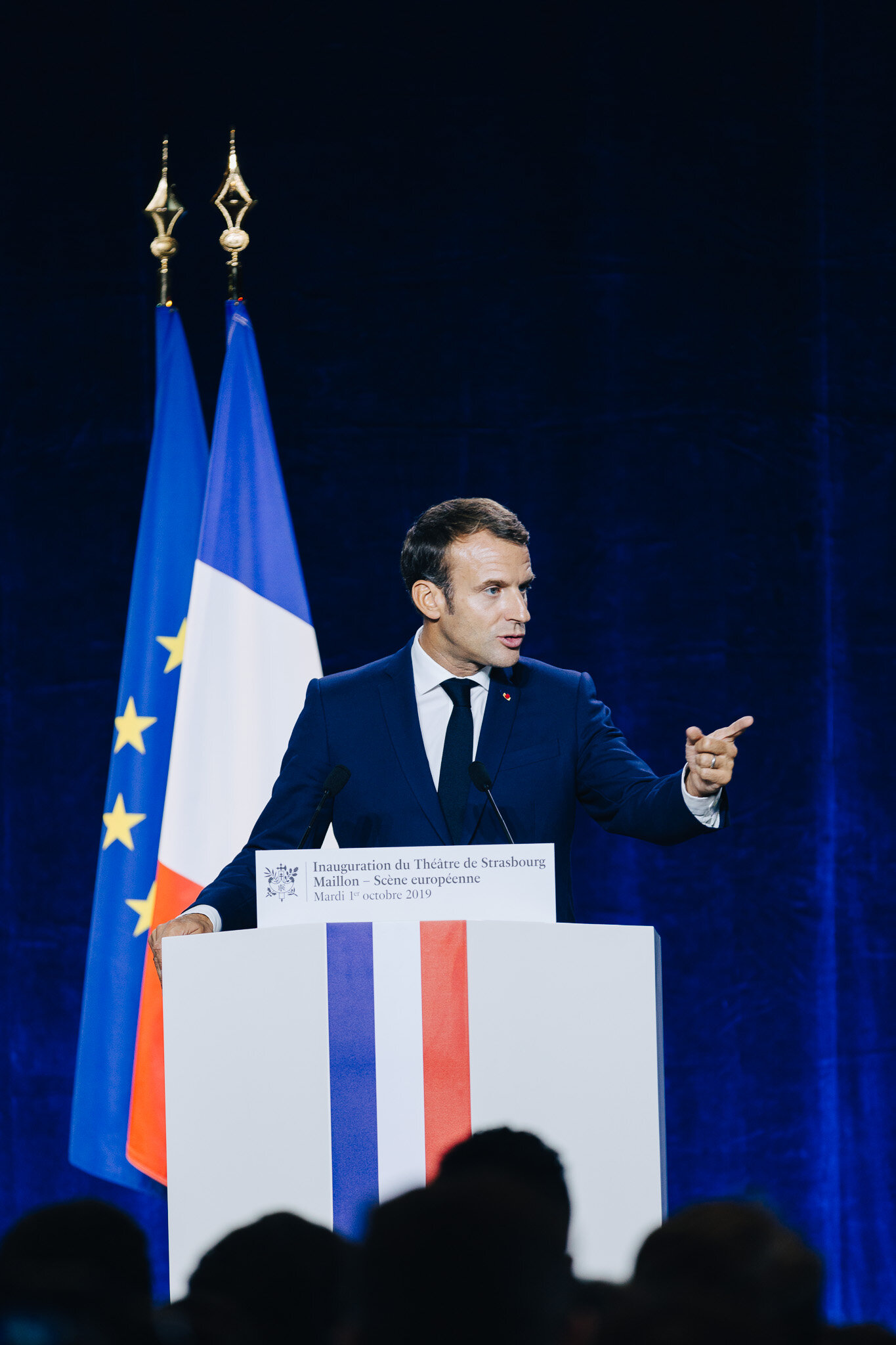 Emmanuel Macron lors de l'inauguration du théâtre du Maillon