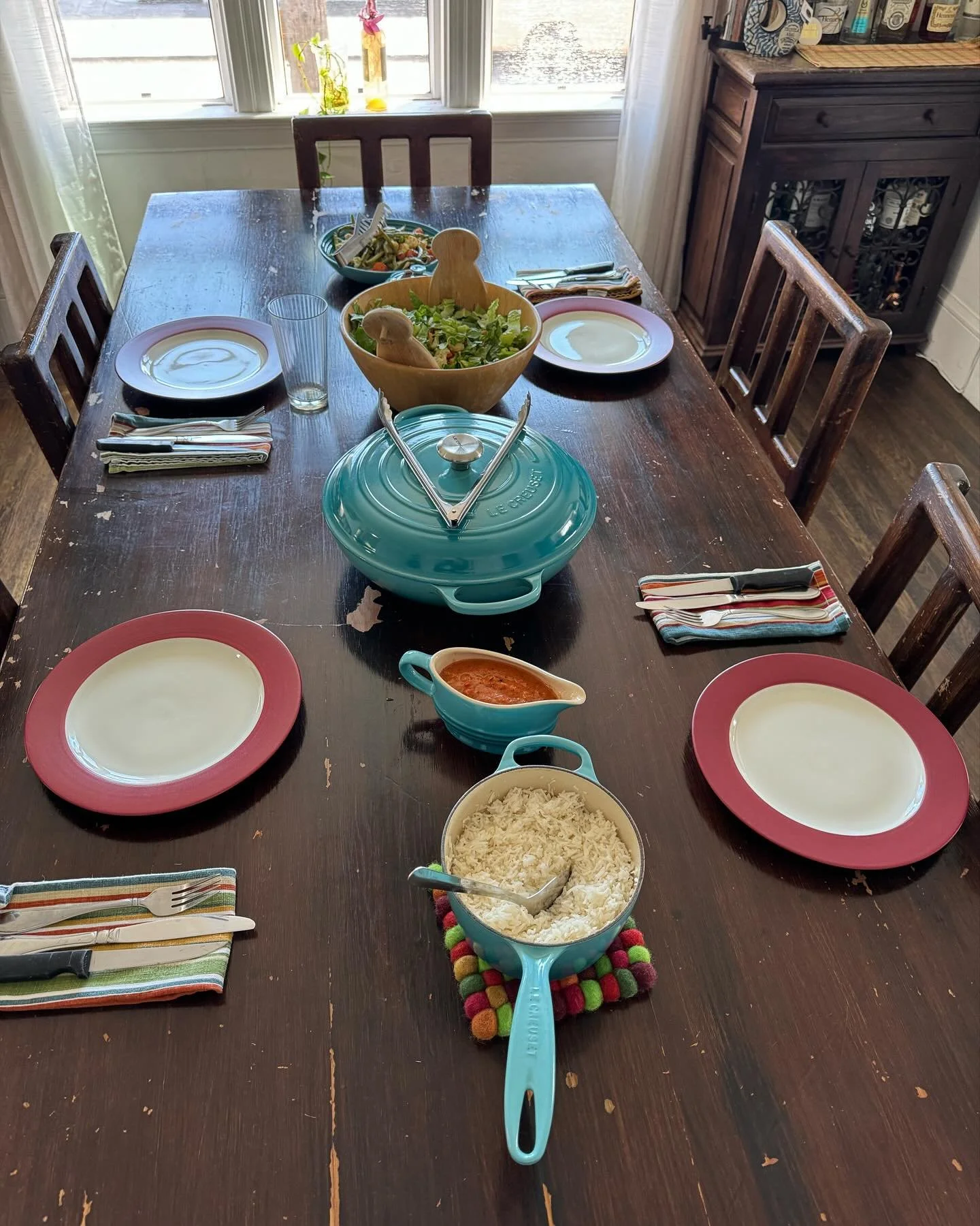 Lil Monday lunch at @randyskitchn for a special guest and new friends. :) #roastedchicken w. a tasty #romesco and #roastedveggies. #simpleliciousfood #nomnomnom.