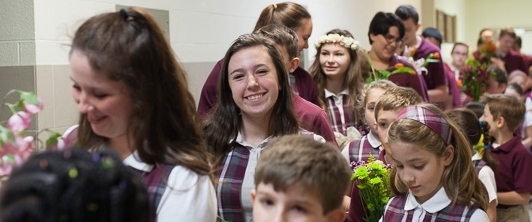 2nd and 8th grade students at St. Tim School on Columbus' Northwest side participate in the May Crowning to honor the Blessed Virgin Mary.