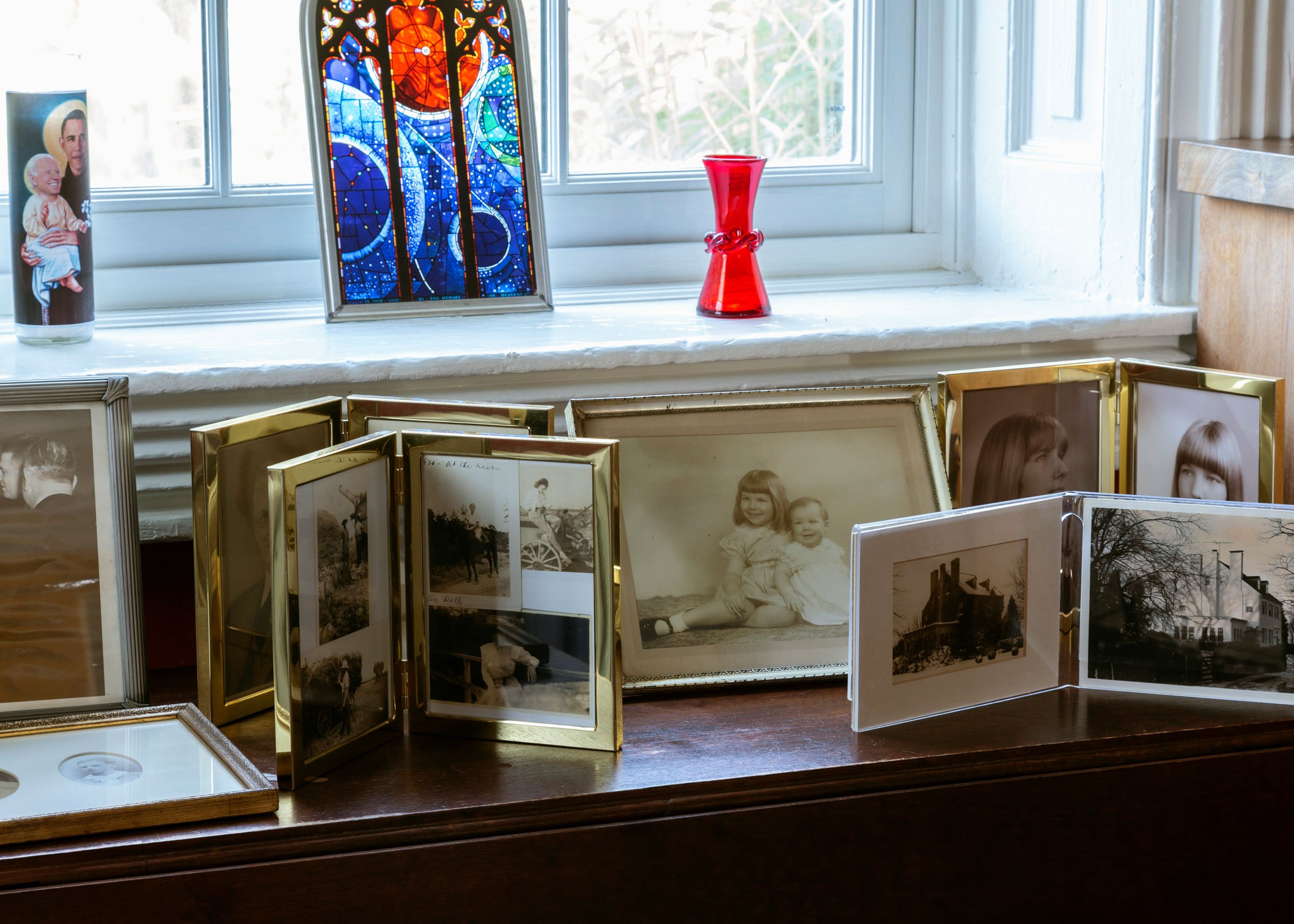 Anne Haberton's family pictures, much from the farm displayed in the house