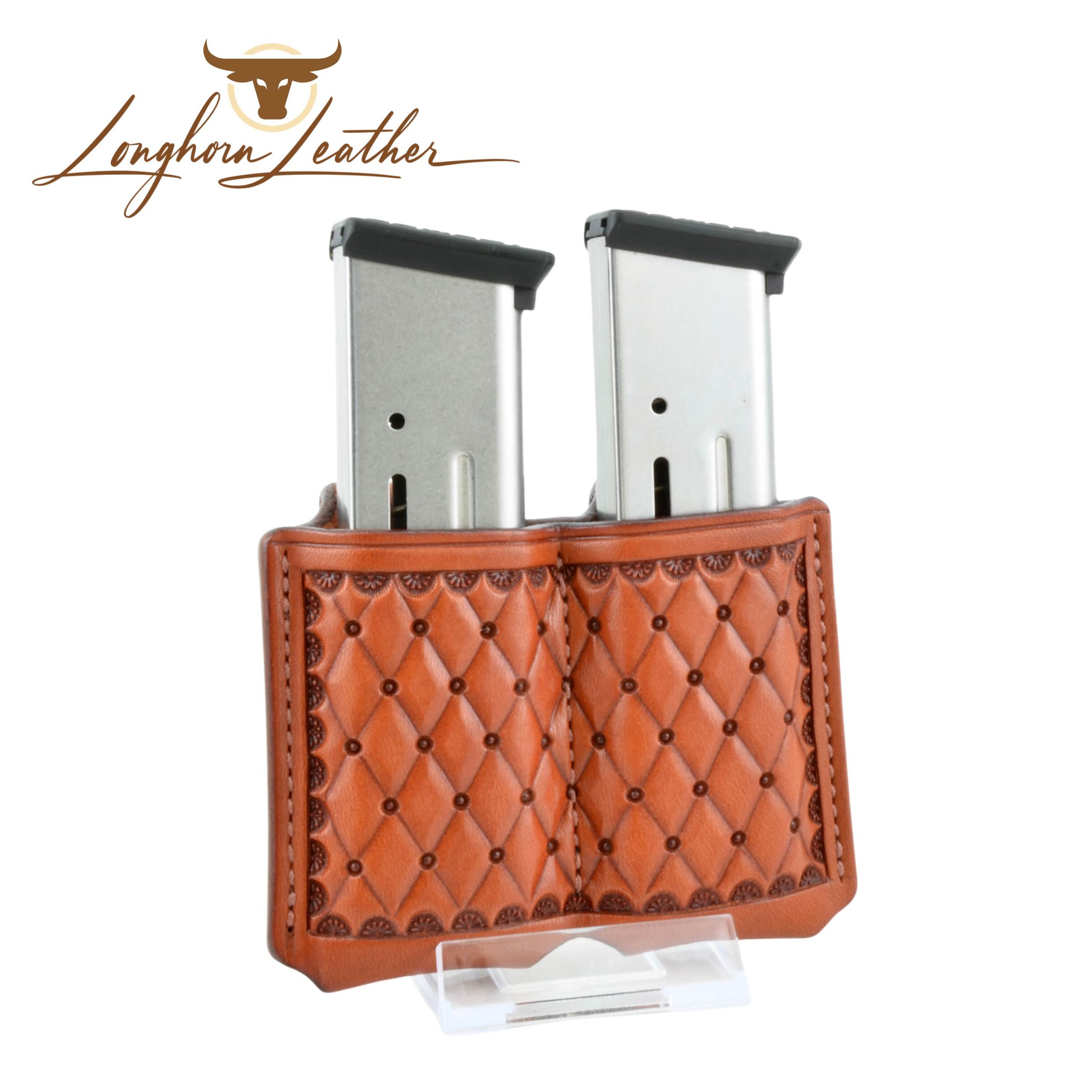  Custom leather 1911 double magazine carrier featuring the San Carlos design.  Individually handcrafted at Longhorn Leather AZ