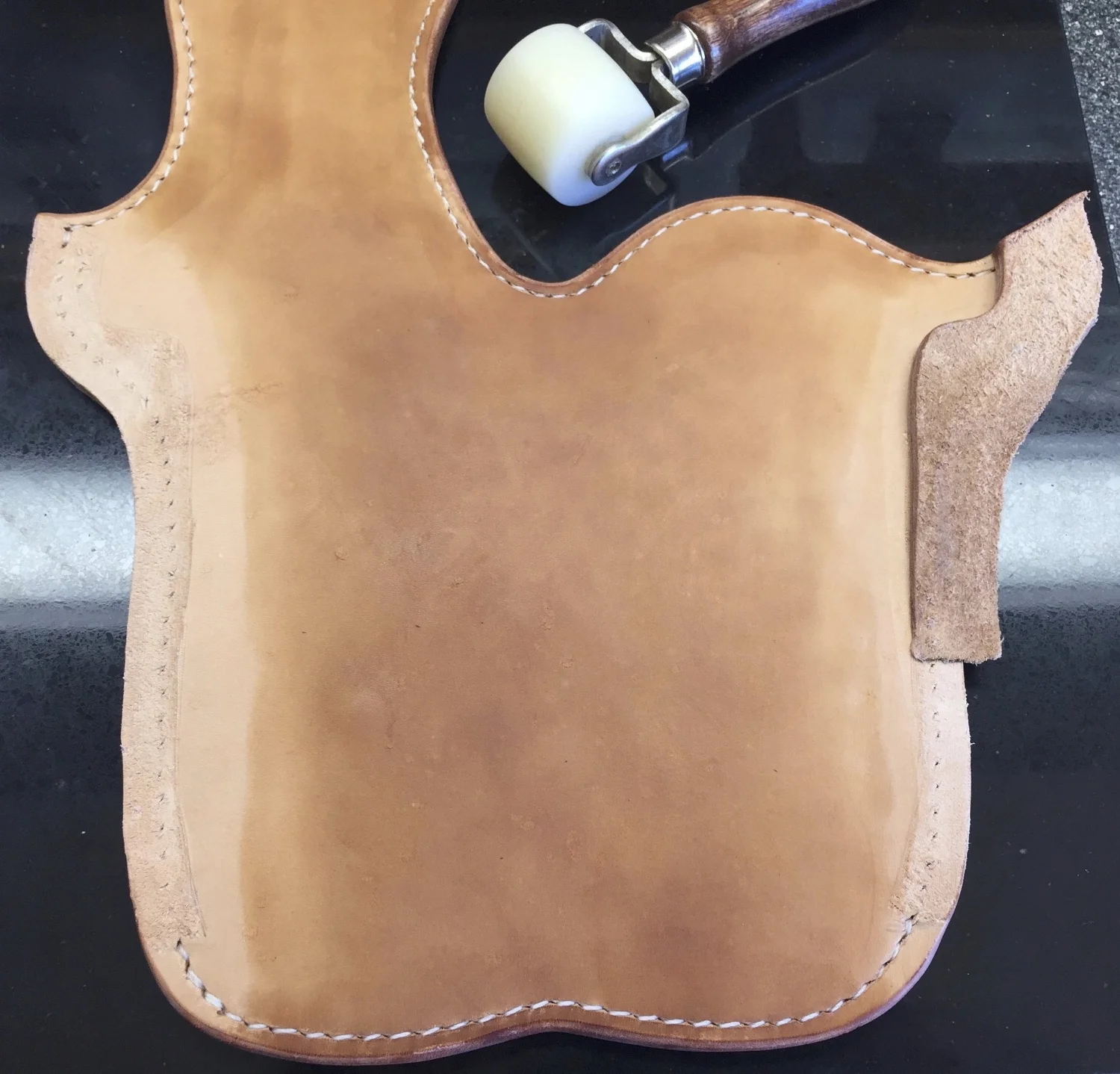 Edges Beveled, Burnished And Stitching Wet Pressed Into Leather