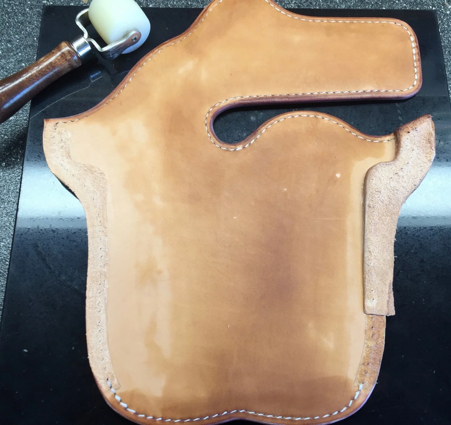 Edges Beveled, Burnished And Stitching Wet Pressed Into Leather