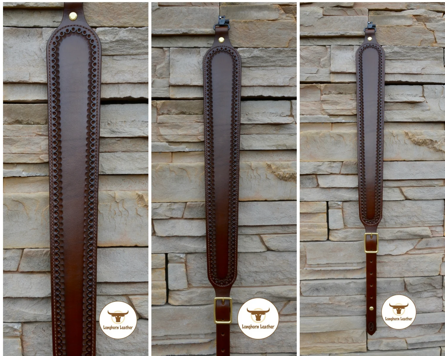 Longhorn Leather AZ - Rifle Sling featuring the %22Cimarron%22 design in walnut.jpg