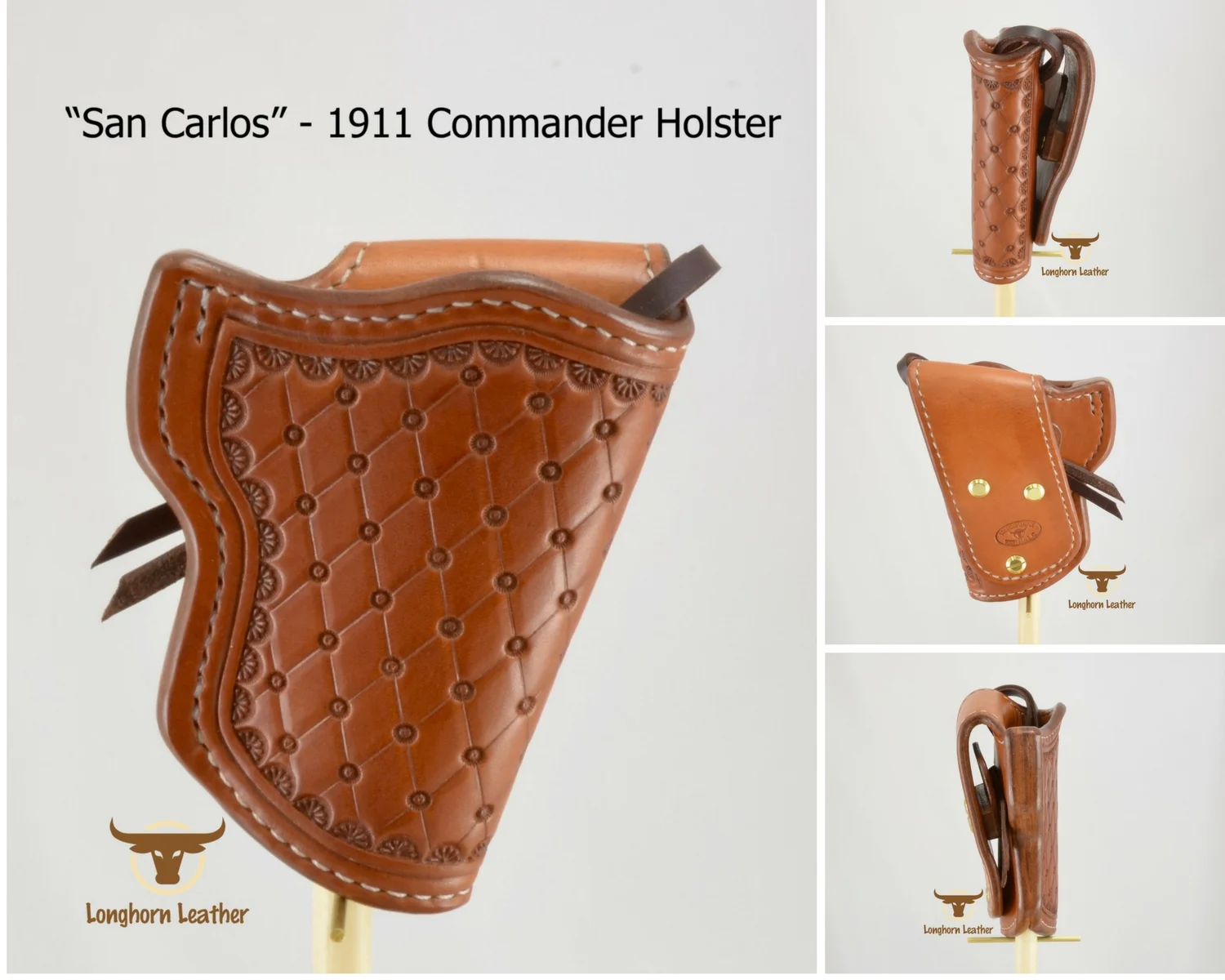 Longhorn Leather AZ - 1911 Commander Holster featuring the %22San Carlos%22 design in natural aged oil.jpg