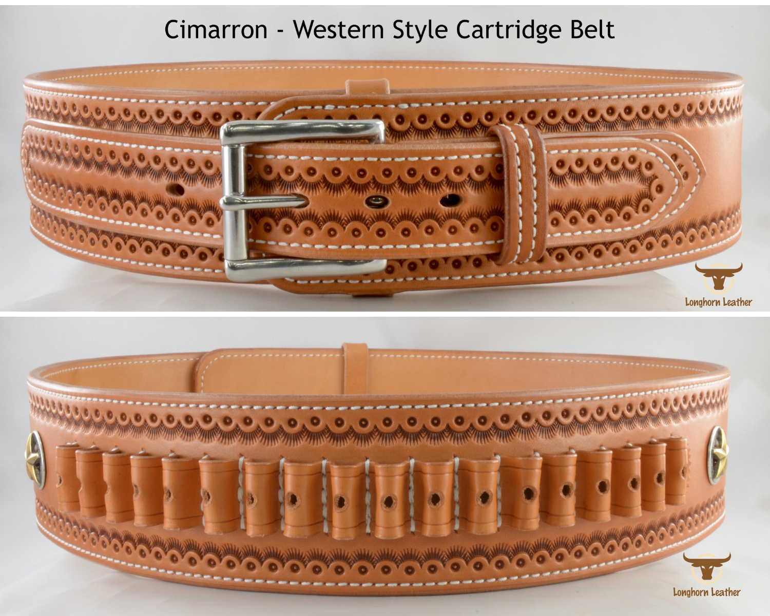 Western Style Cartridge Belt featuring the "Cimarron" design.